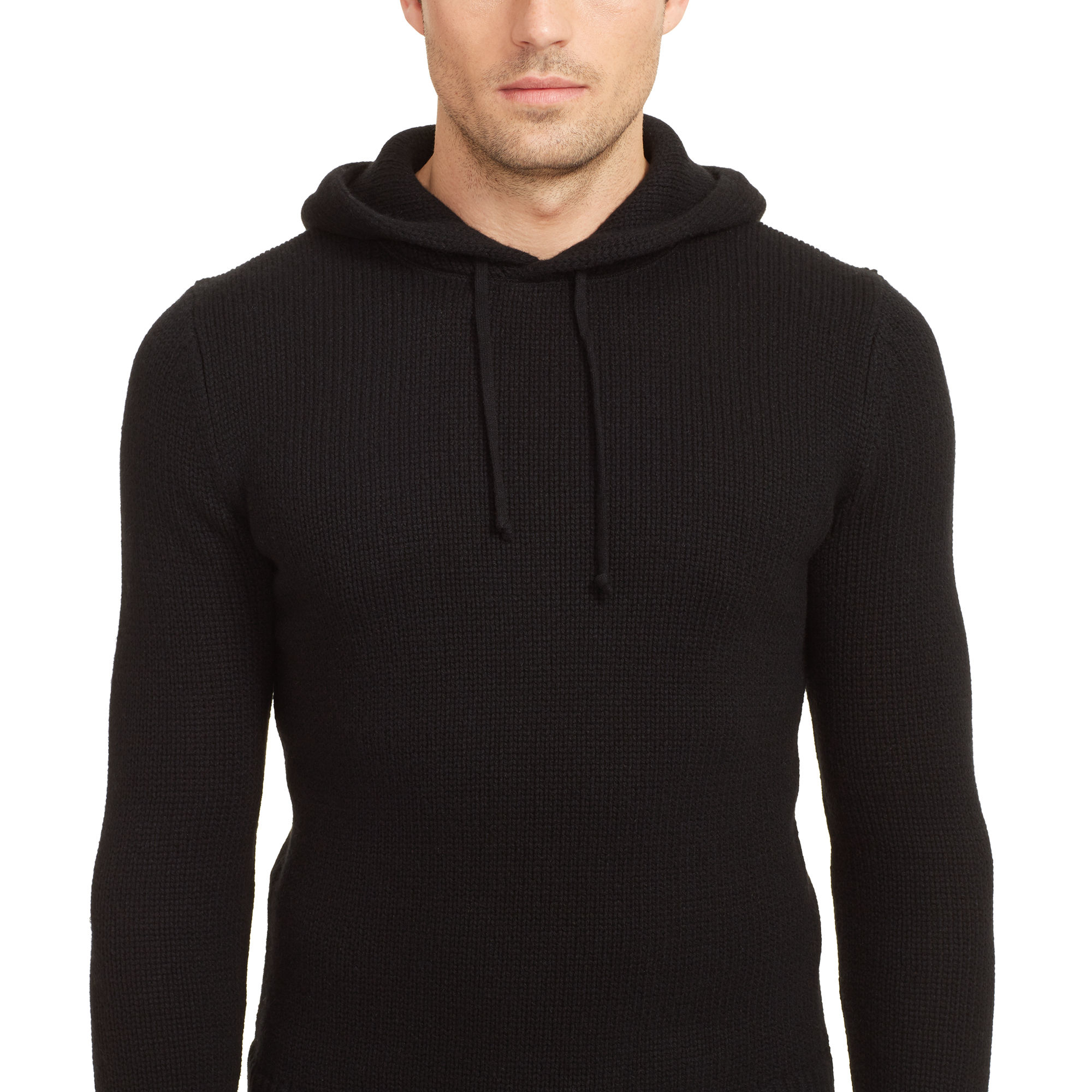 Black slim fit hoodie Big and Tall collection Jersey fabric Hood Slim fit Chest logo embroidery Kangaroo pocket Long sleeve Cuffed trims Big & Tall Size Guide.