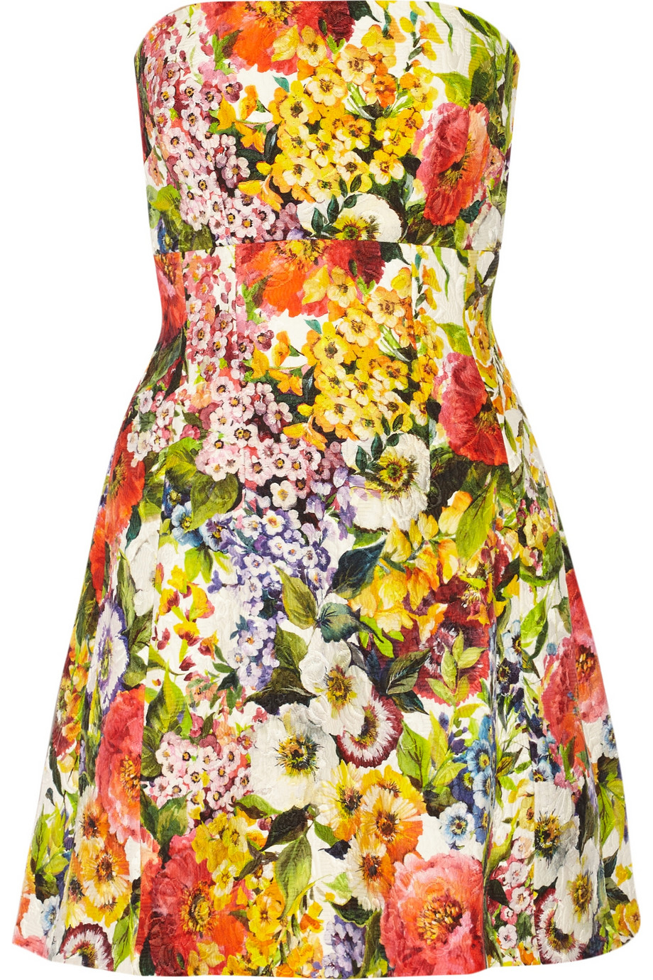 Lyst - Dolce & Gabbana Floral-Brocade Mini Dress in Orange