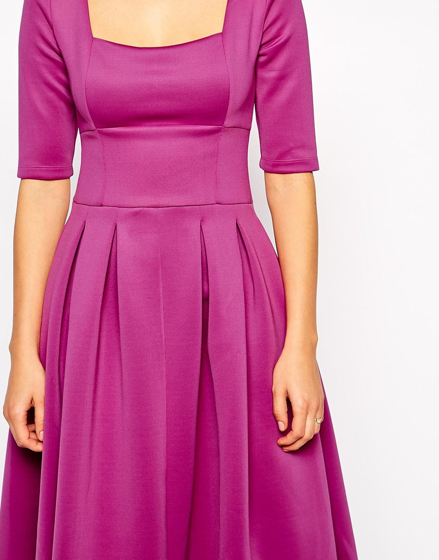 Asos Debutante Scuba Dress With Half Sleeve in Purple Lyst