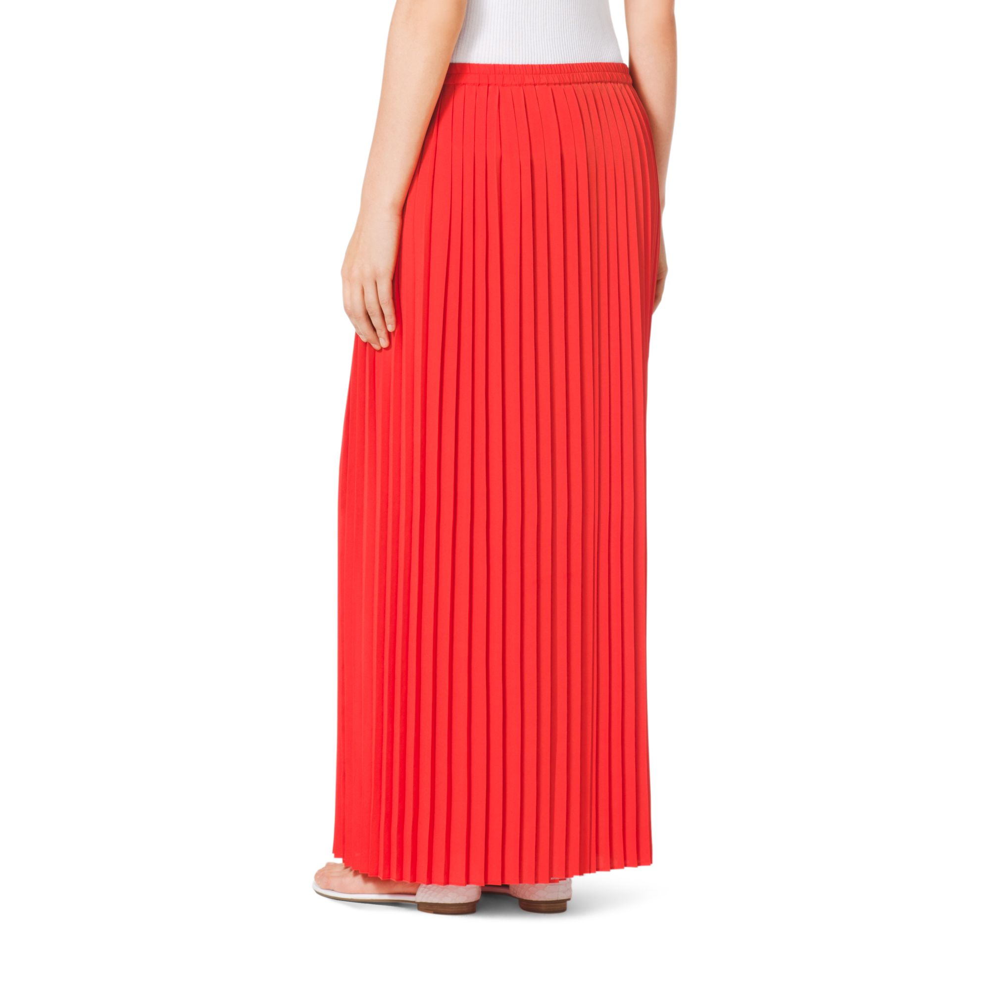 Lyst Michael Kors Pleated Maxi Skirt in Red