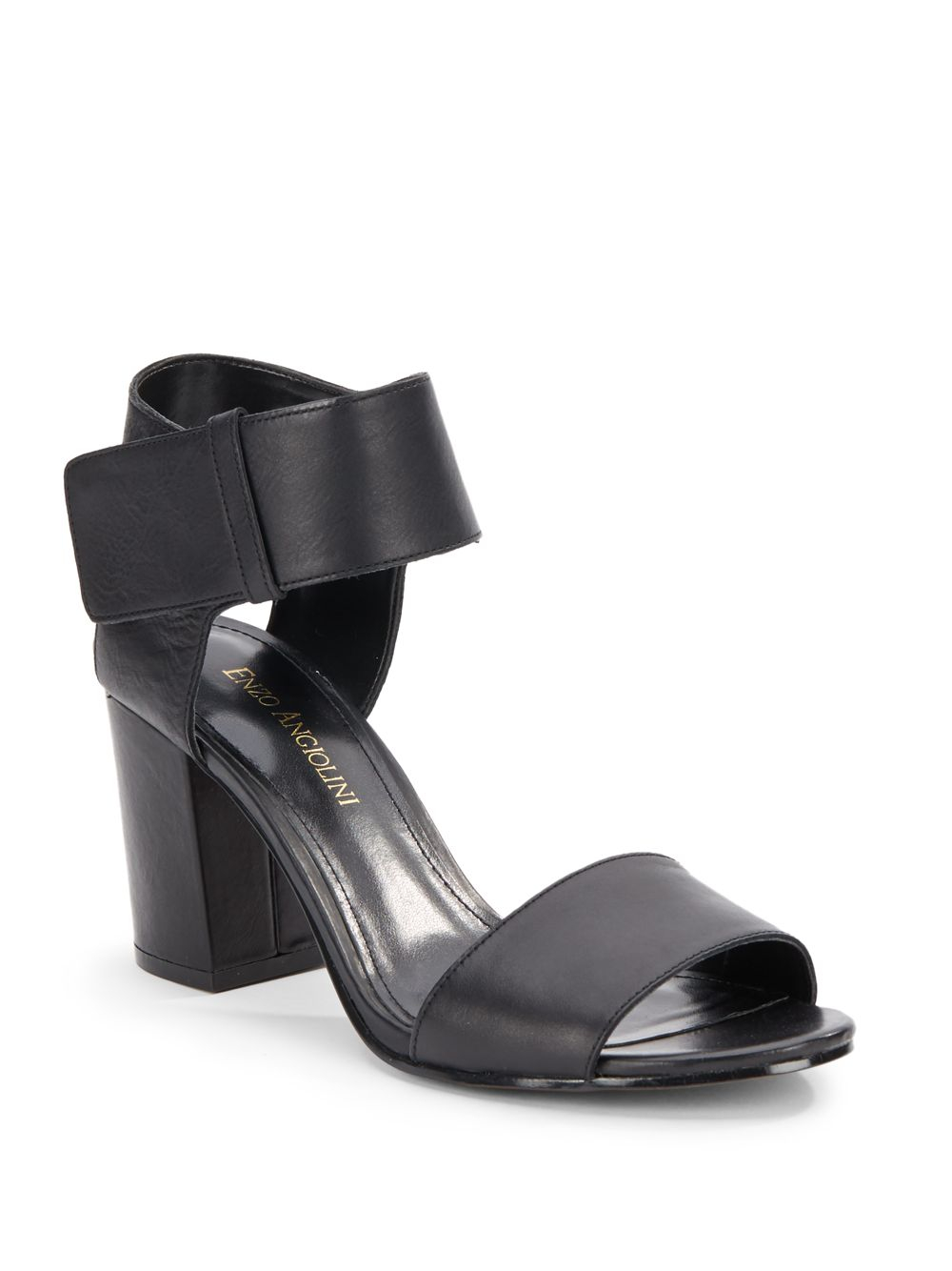 Lyst - Enzo Angiolini Leather Block-heel Sandals in Black