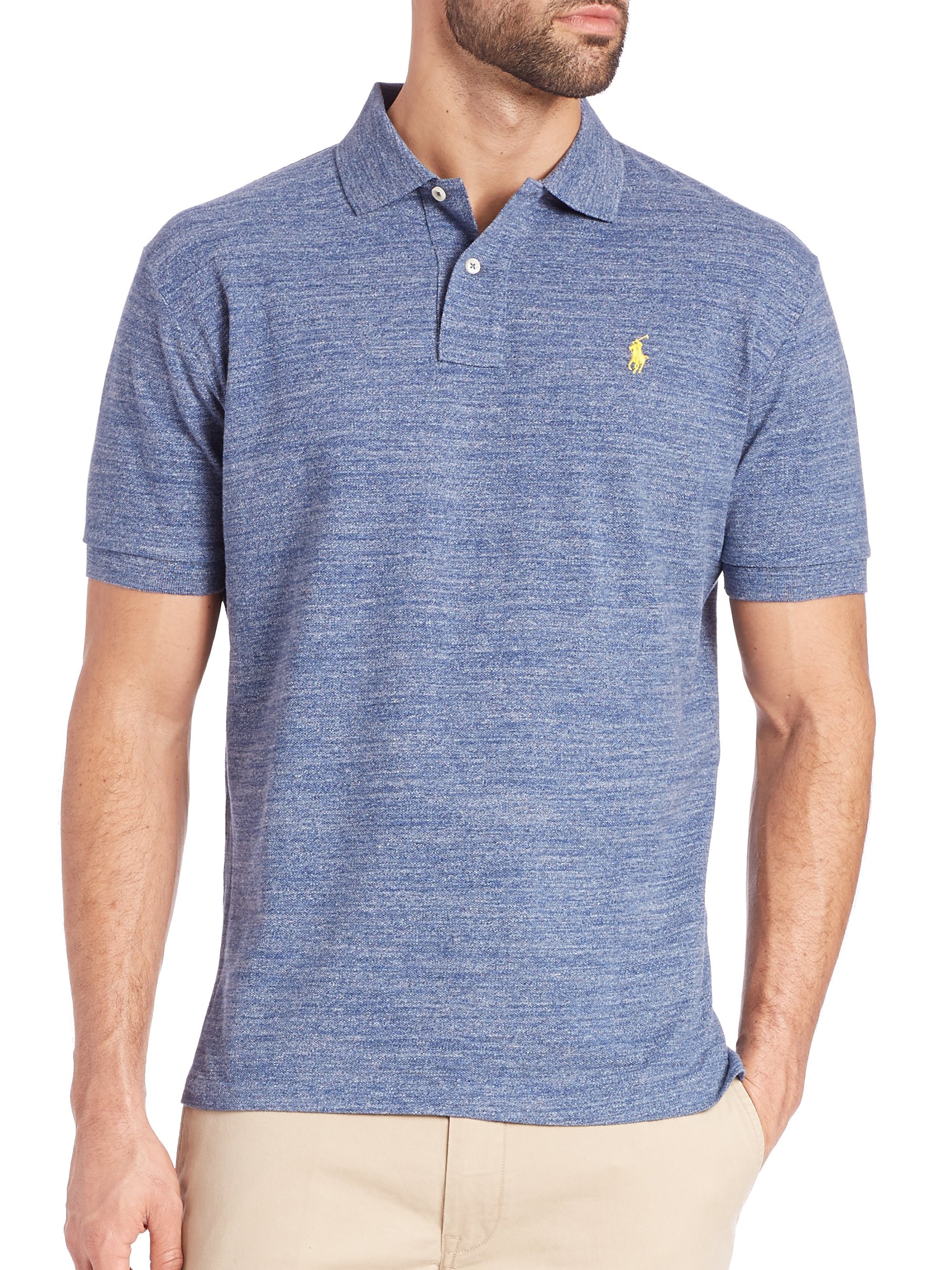 Lyst - Polo Ralph Lauren Heathered Polo Shirt in Blue for Men