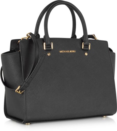 Michael Kors Large Selma Top-zip Saffiano Leather Satchel in Black ...