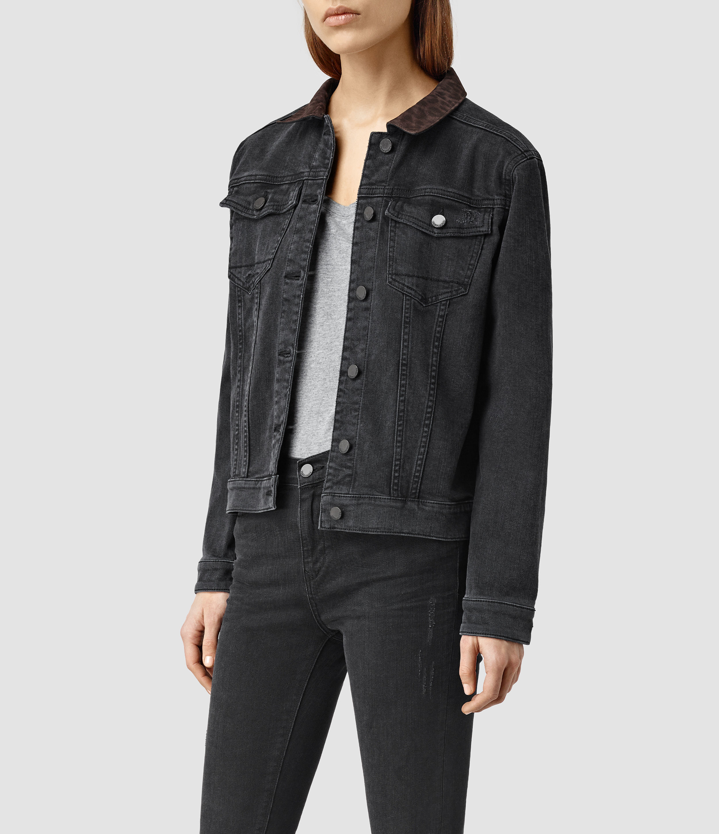 Lyst Allsaints Elena Denim Jacket Usa Usa in Black