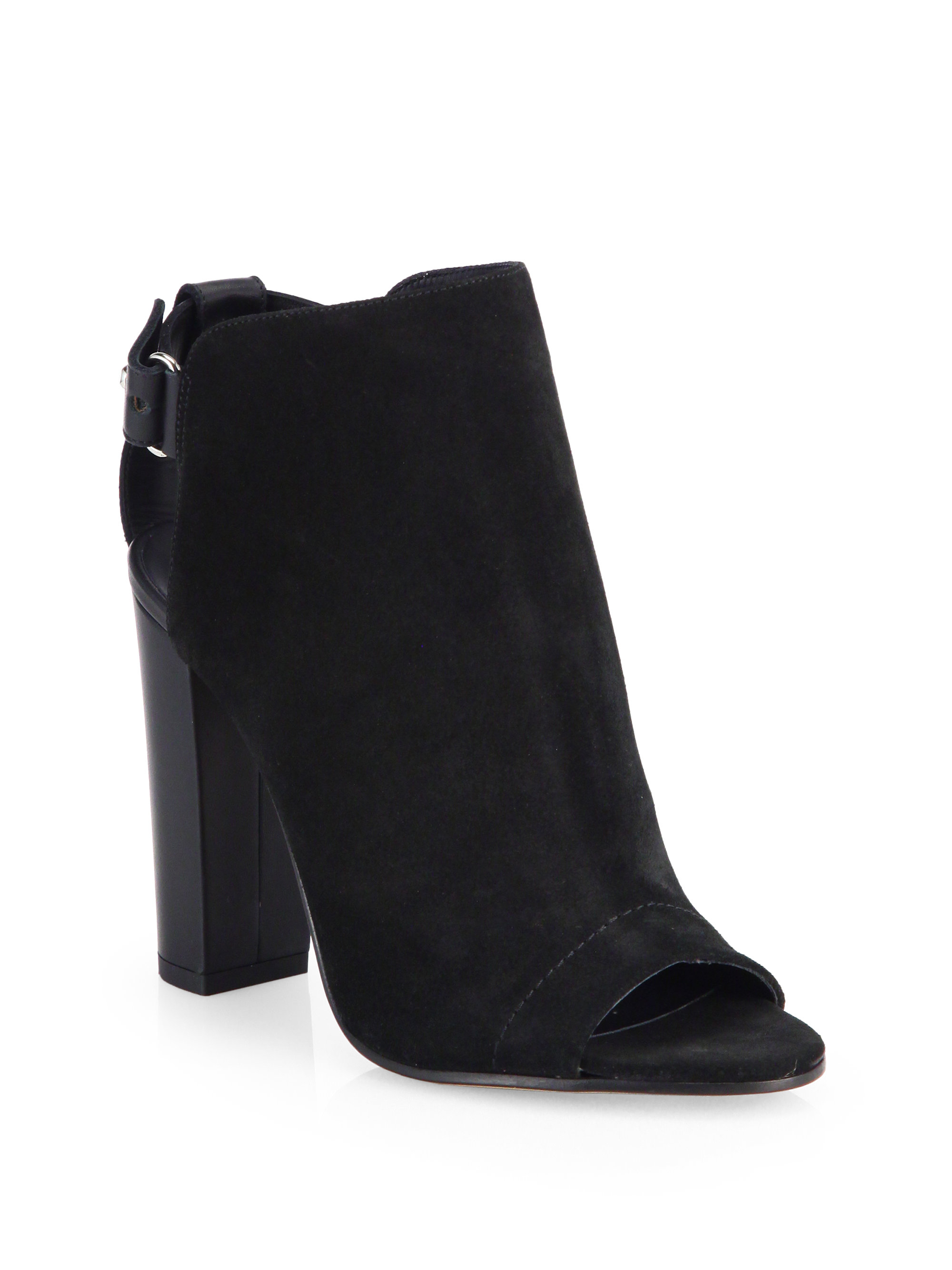 suede open toe ankle boots