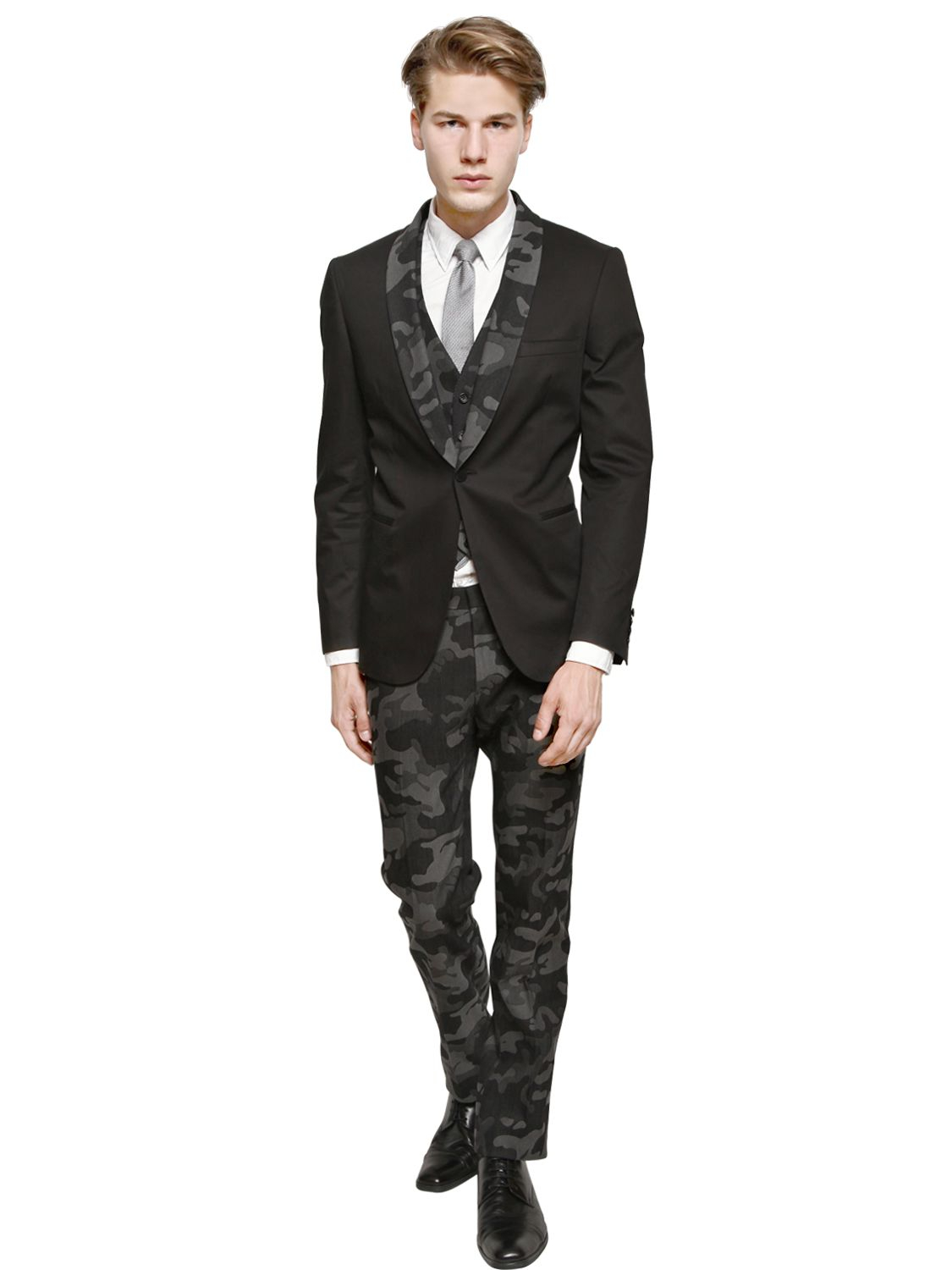 Tonello Stretch Cotton Tuxedo Jacket in Black for Men | Lyst
