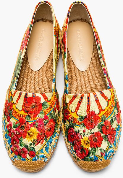 Dolce & Gabbana Yellow Floral Print Espadrilles in Yellow | Lyst