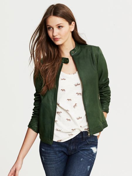 Banana Republic Heritage Green Leather Jacket Green in Green | Lyst