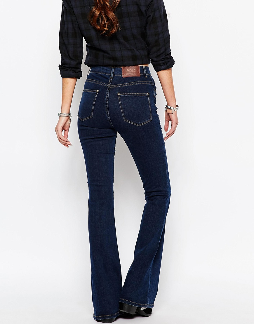 ONLY Denim High Waist Retro Flare Jeans Blue Lyst