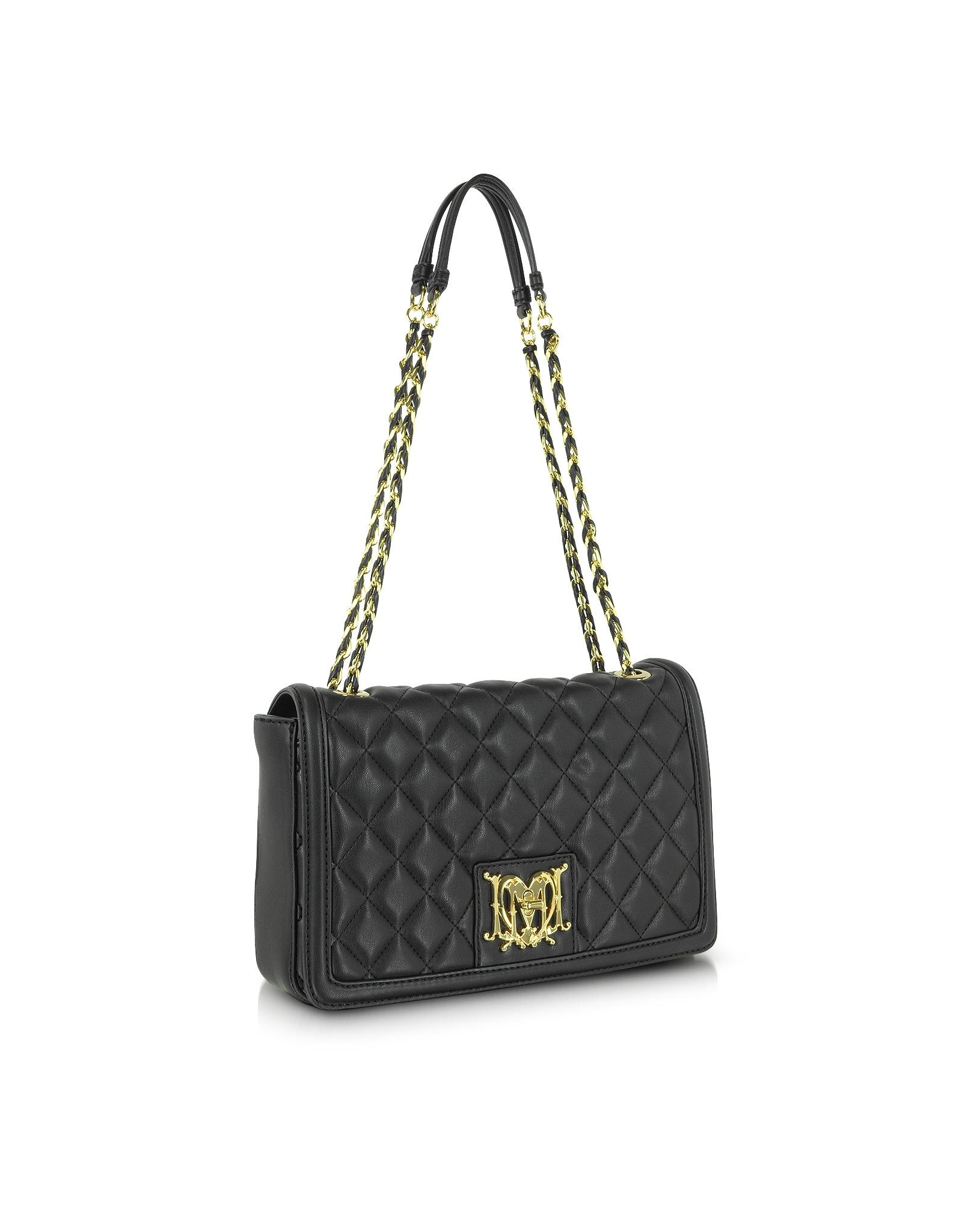 Lyst - Moschino Love Quilted Eco Leather Shoulder Bag in Black