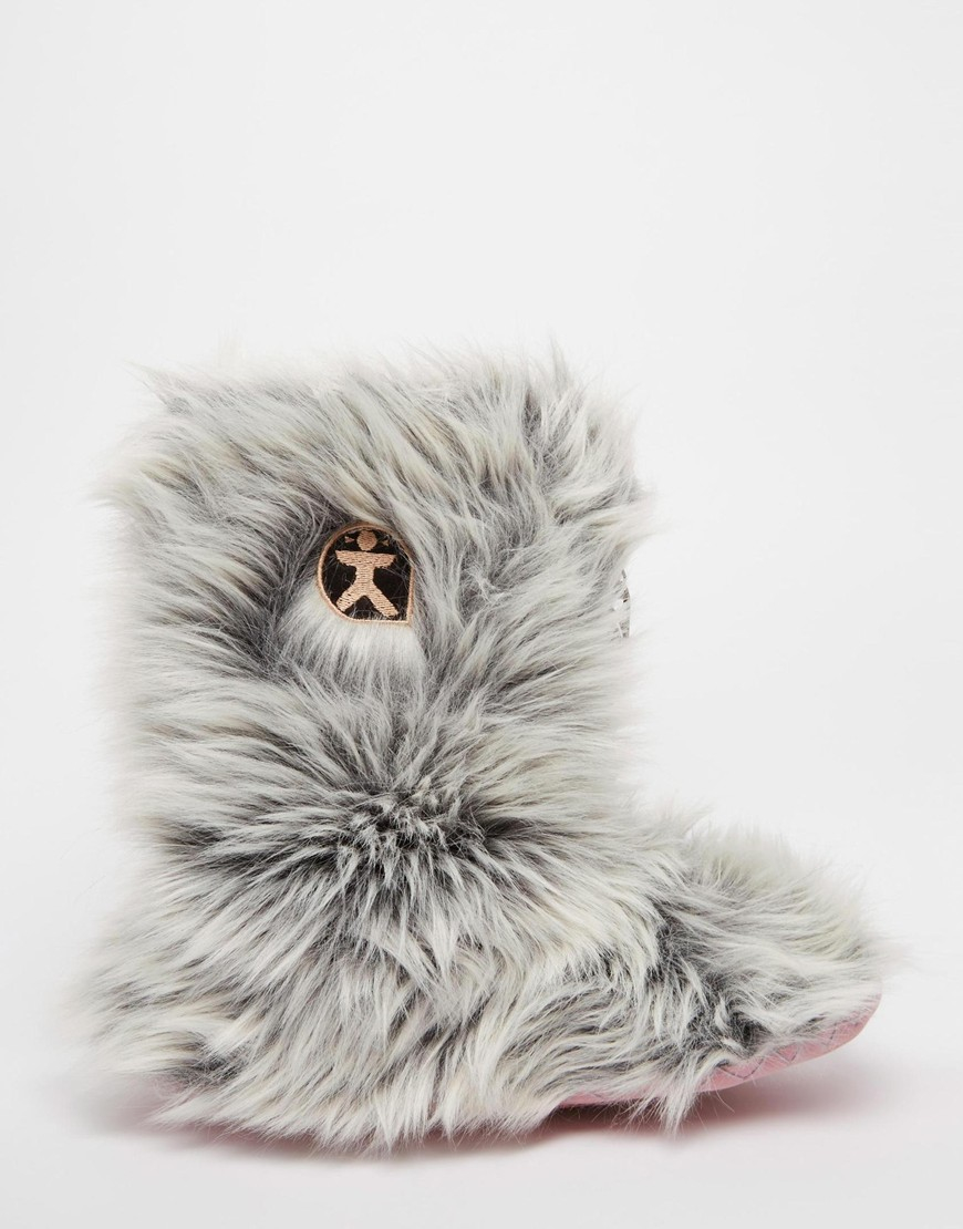 Lyst Bedroom Athletics Cole Wolf Slipper Boots In Gray Gallery