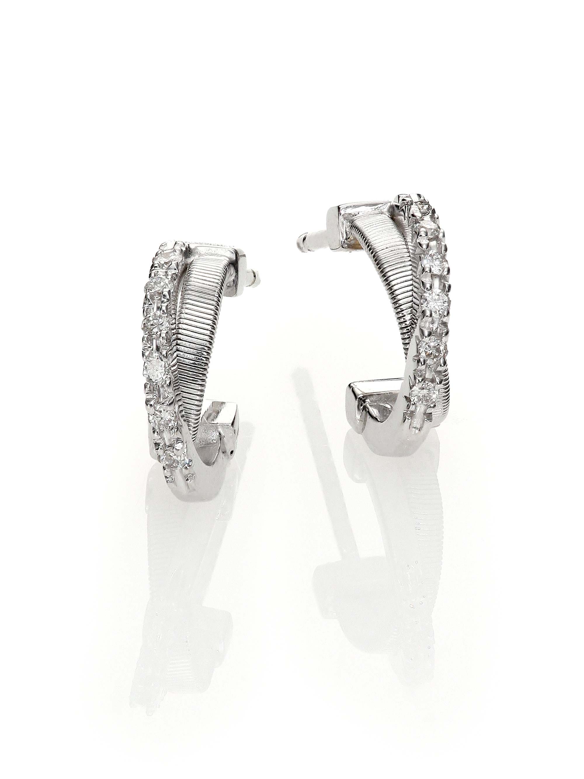 Lyst Marco Bicego Goa Earrings Diamond 18k White Gold Huggie Gallery