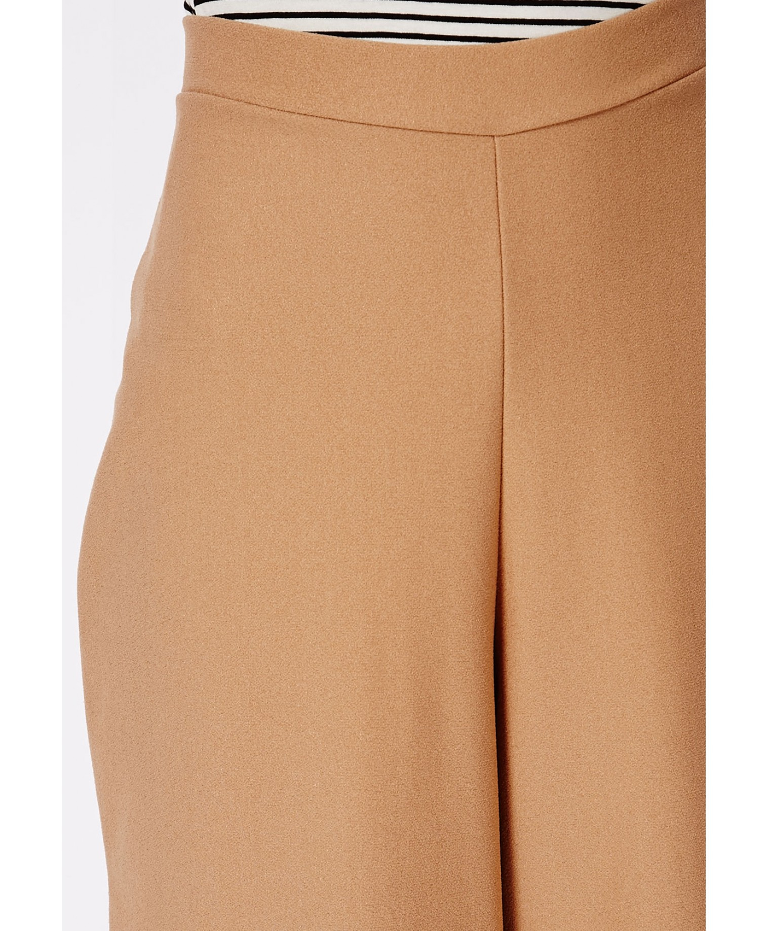 Missguided Crepe Wide Leg Trousers Camel in Beige (camel) | Lyst