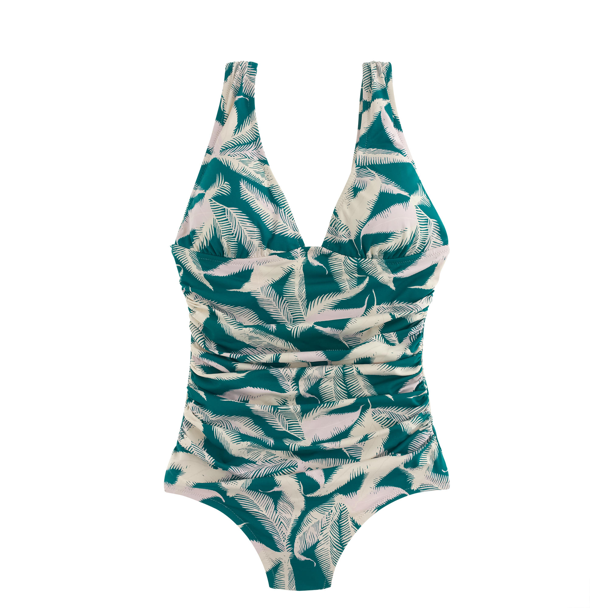J.crew Tropical Fern Ruched Femme One-piece Swimsuit in Green | Lyst
