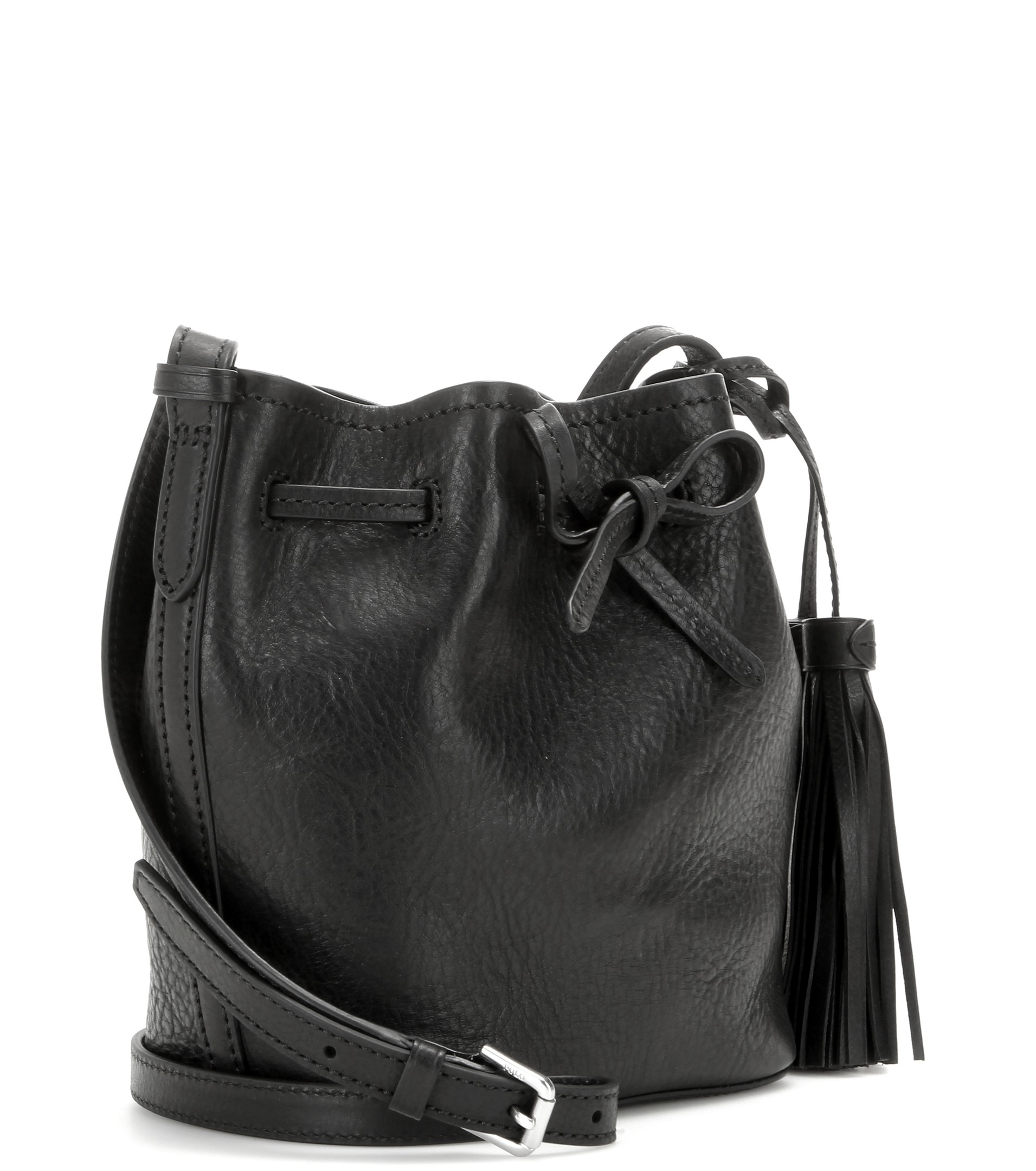 Lyst - Polo Ralph Lauren Mini Bucket Leather Shoulder Bag in Black