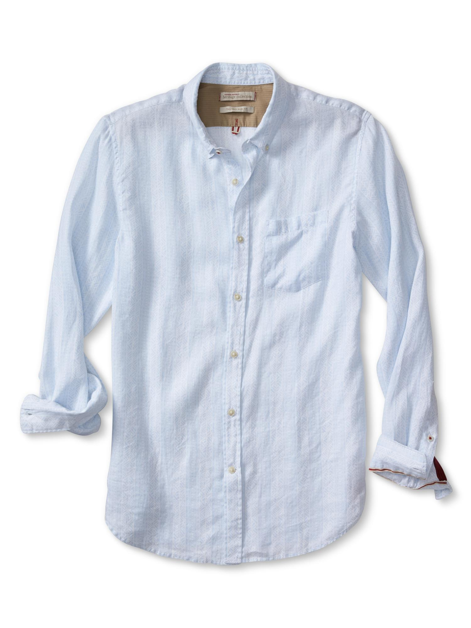 Banana Republic Heritage Printed Linen Shirt in Blue for Men (Blue ice ...