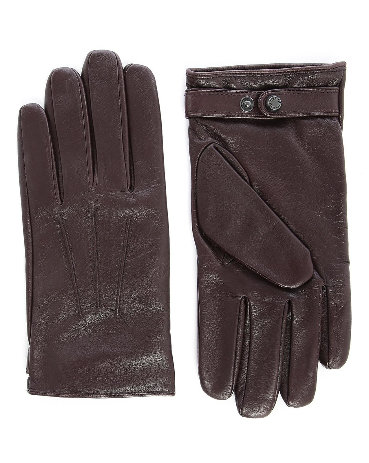 Ted baker Burgundy Leather/wool/cashmere Gloves in Purple for Men | Lyst