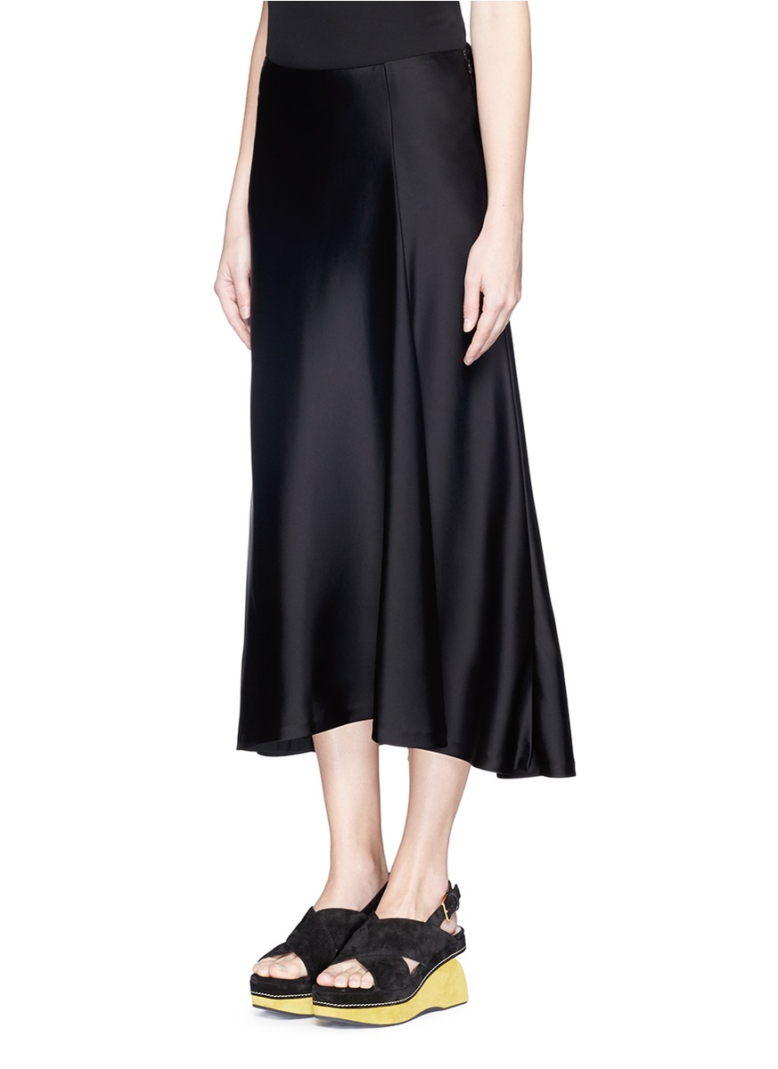 Lyst - Theory 'maity' Crepe Midi Skirt in Black