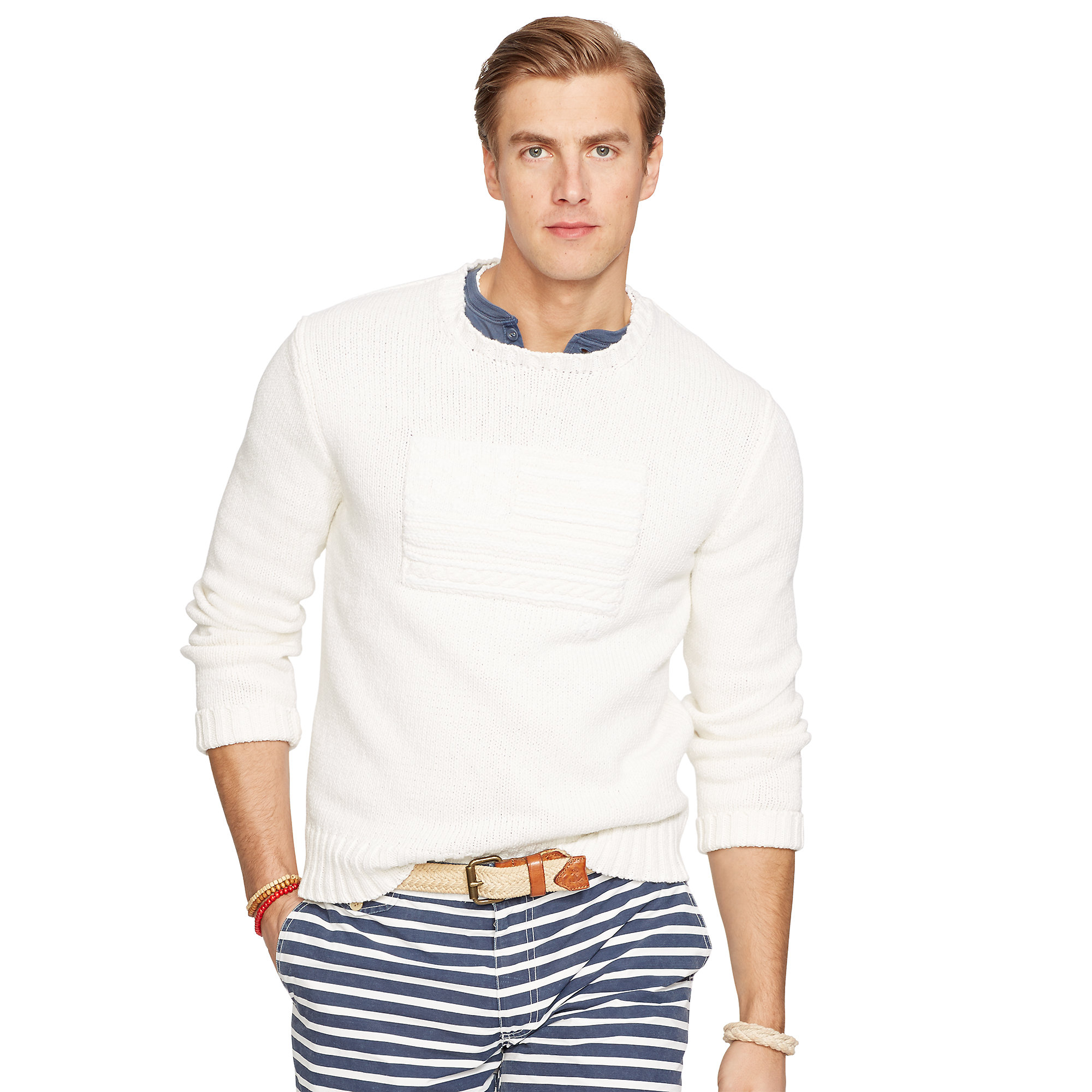 Lyst - Polo Ralph Lauren Tonal-flag Cotton Sweater in White for Men