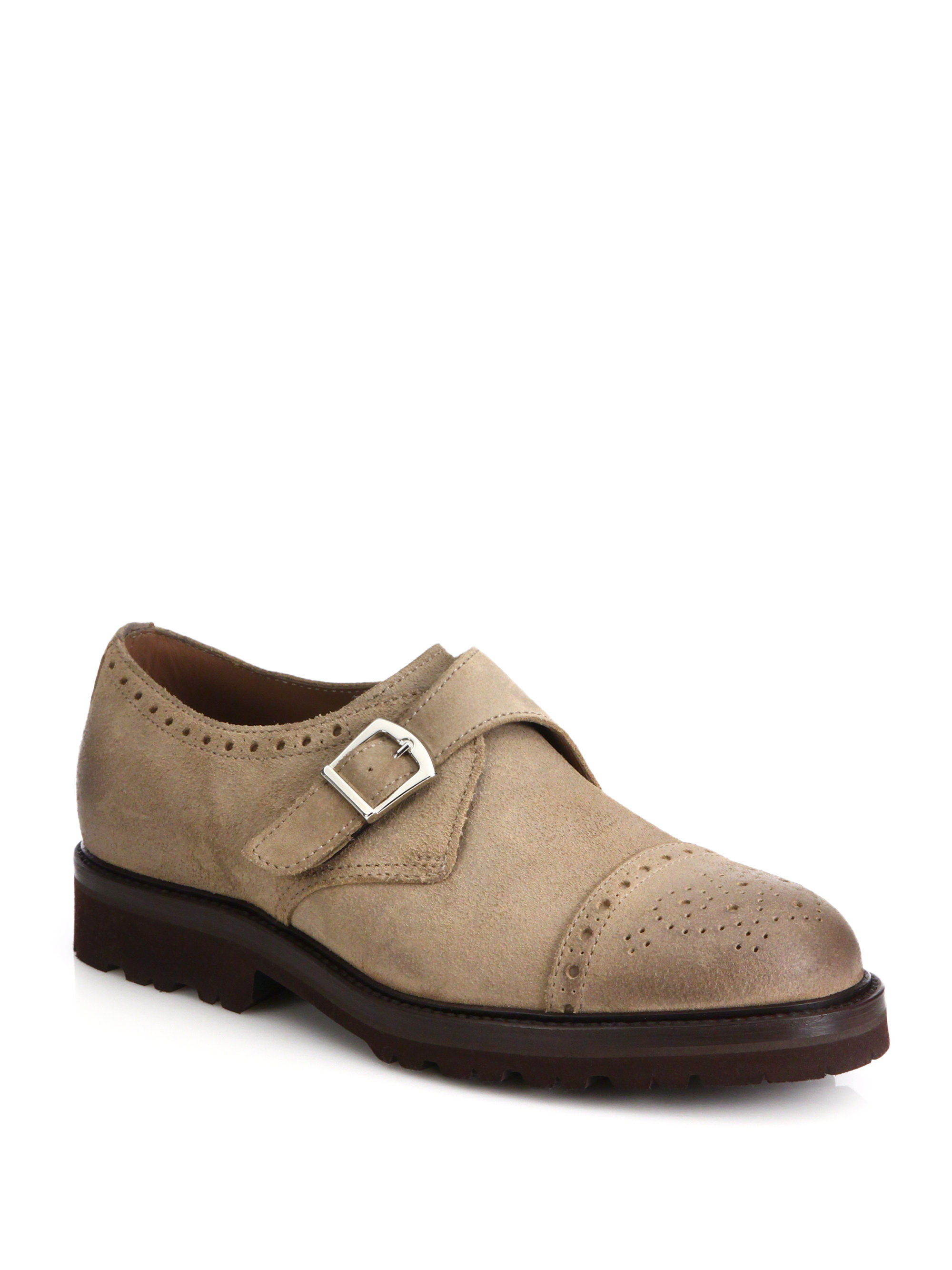 suede monk strap shoes