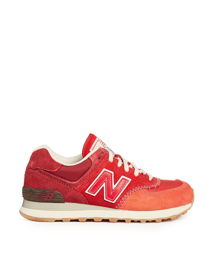 Lyst - New Balance Red Suede 574 Trainers in Red
