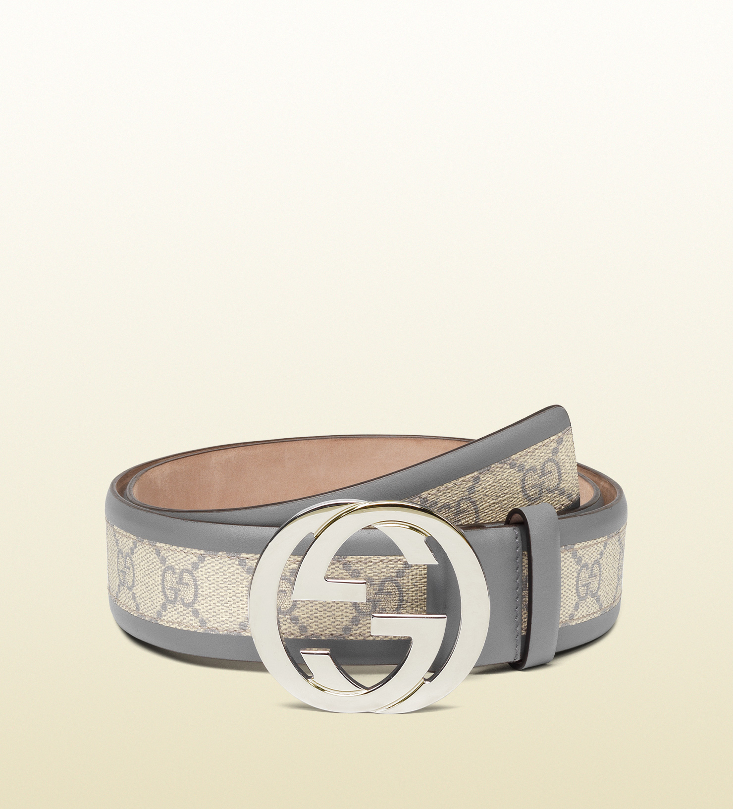 Lyst - Gucci Belt With Interlocking G Buckle in Gray for Men