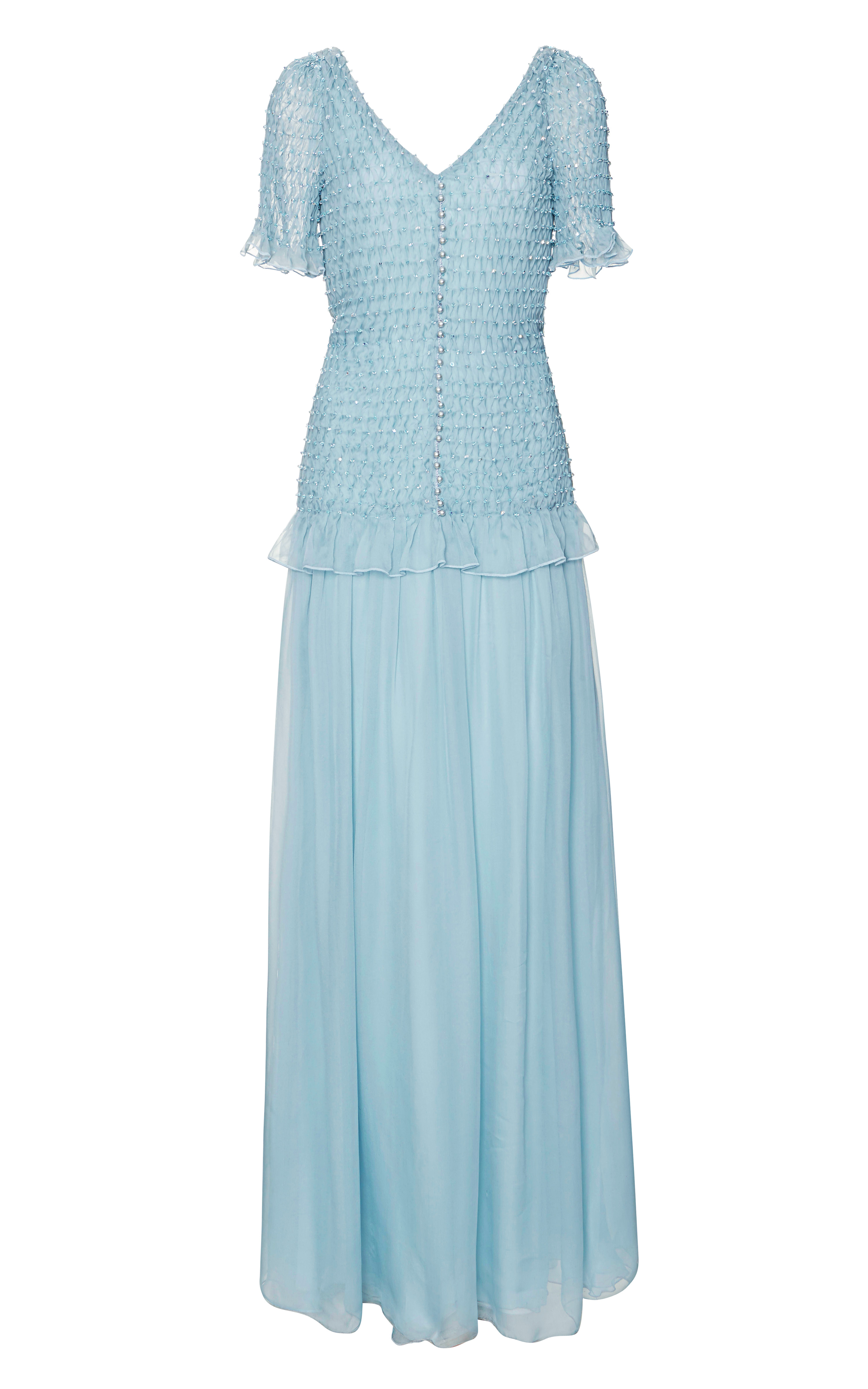 dusty blue beaded gown