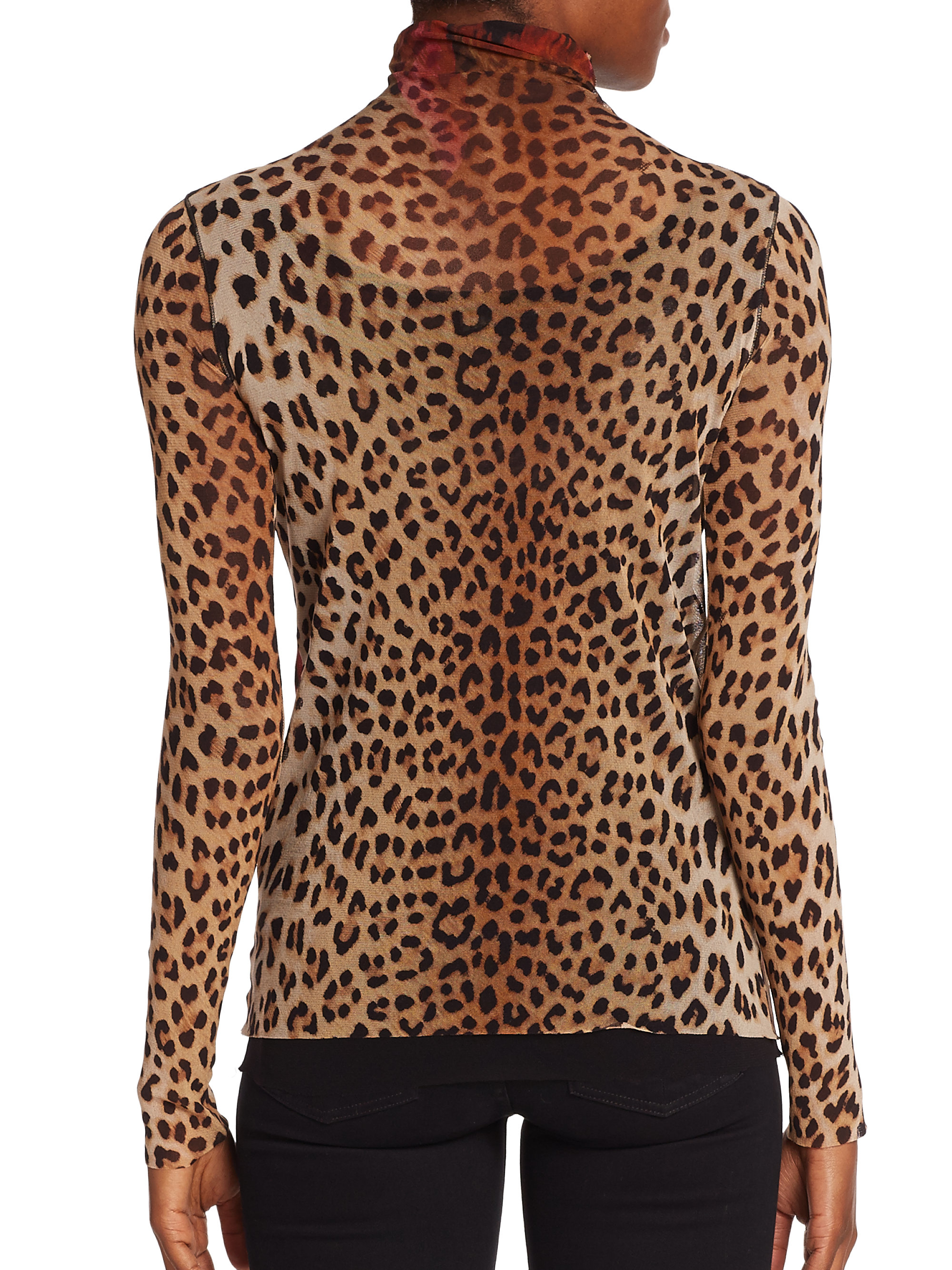 Lyst - Fuzzi Painterly Leopard-print Turtleneck Top in Brown