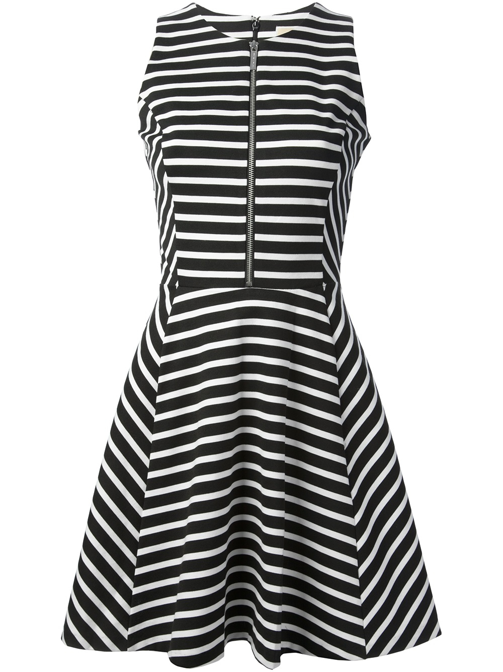Lyst Michael Kors Striped A Line Dress In Black Gallery