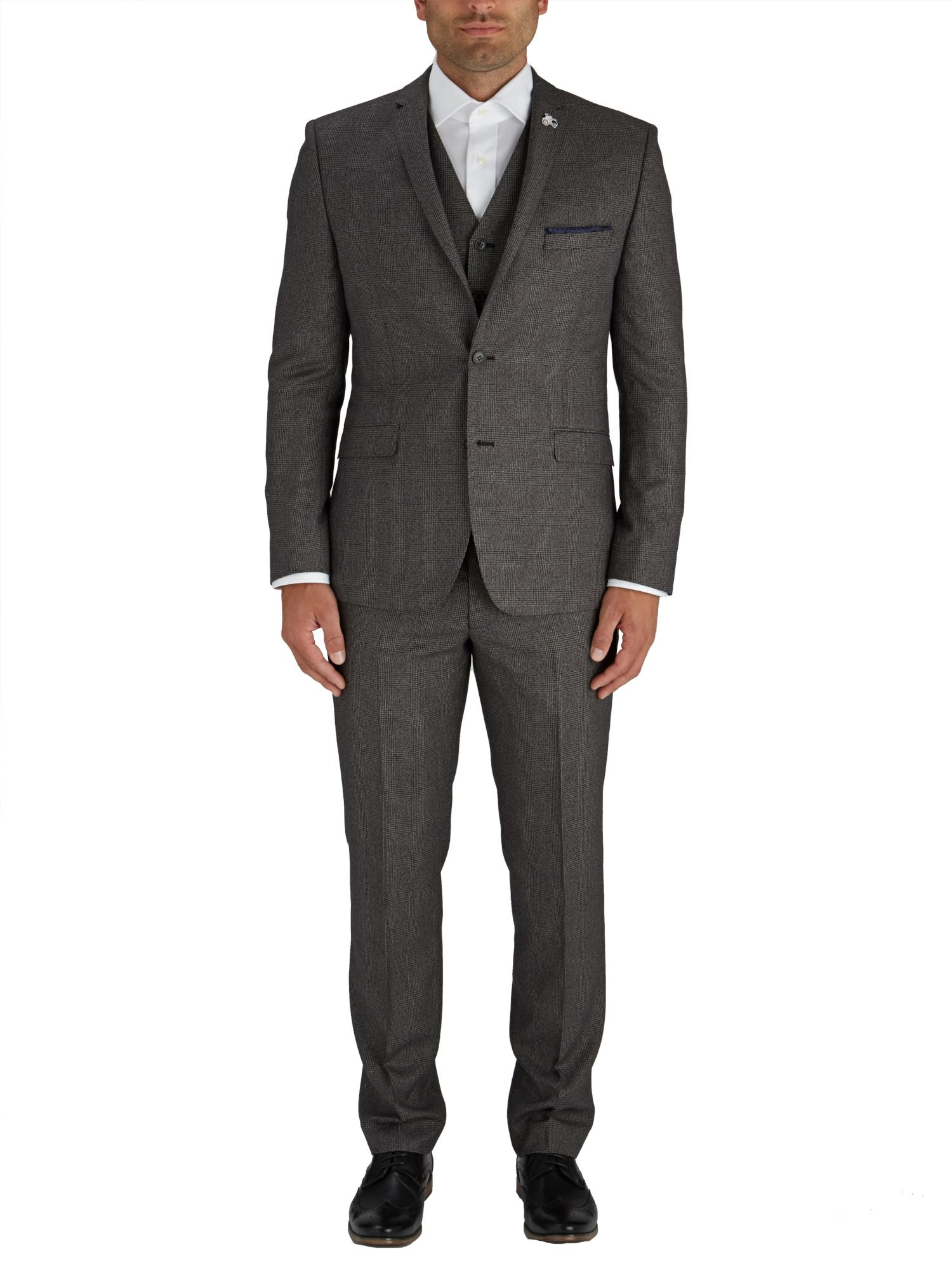 Lambretta Slim Grey Check Three Piece Suit in Gray for Men (Grey) | Lyst
