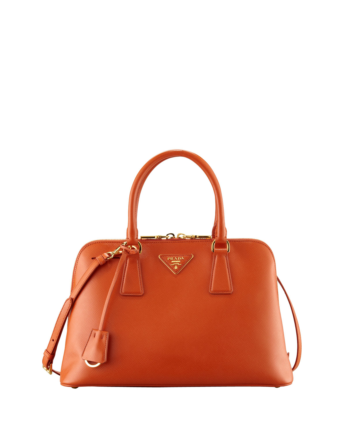 Prada Saffiano Promenade Handbag in Orange (papaya) | Lyst  