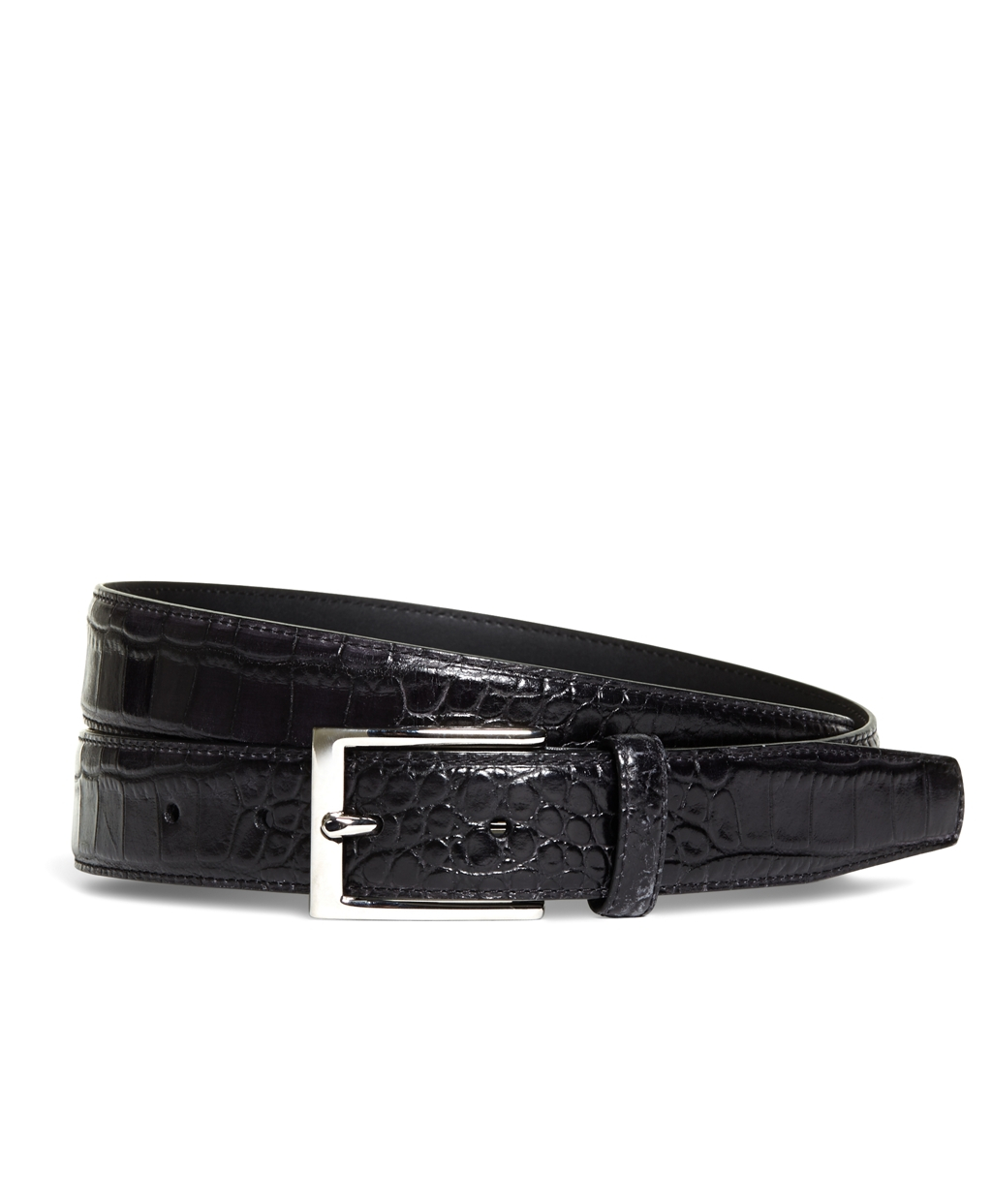Brooks brothers Embossed Leather Belt in Black for Men | Lyst