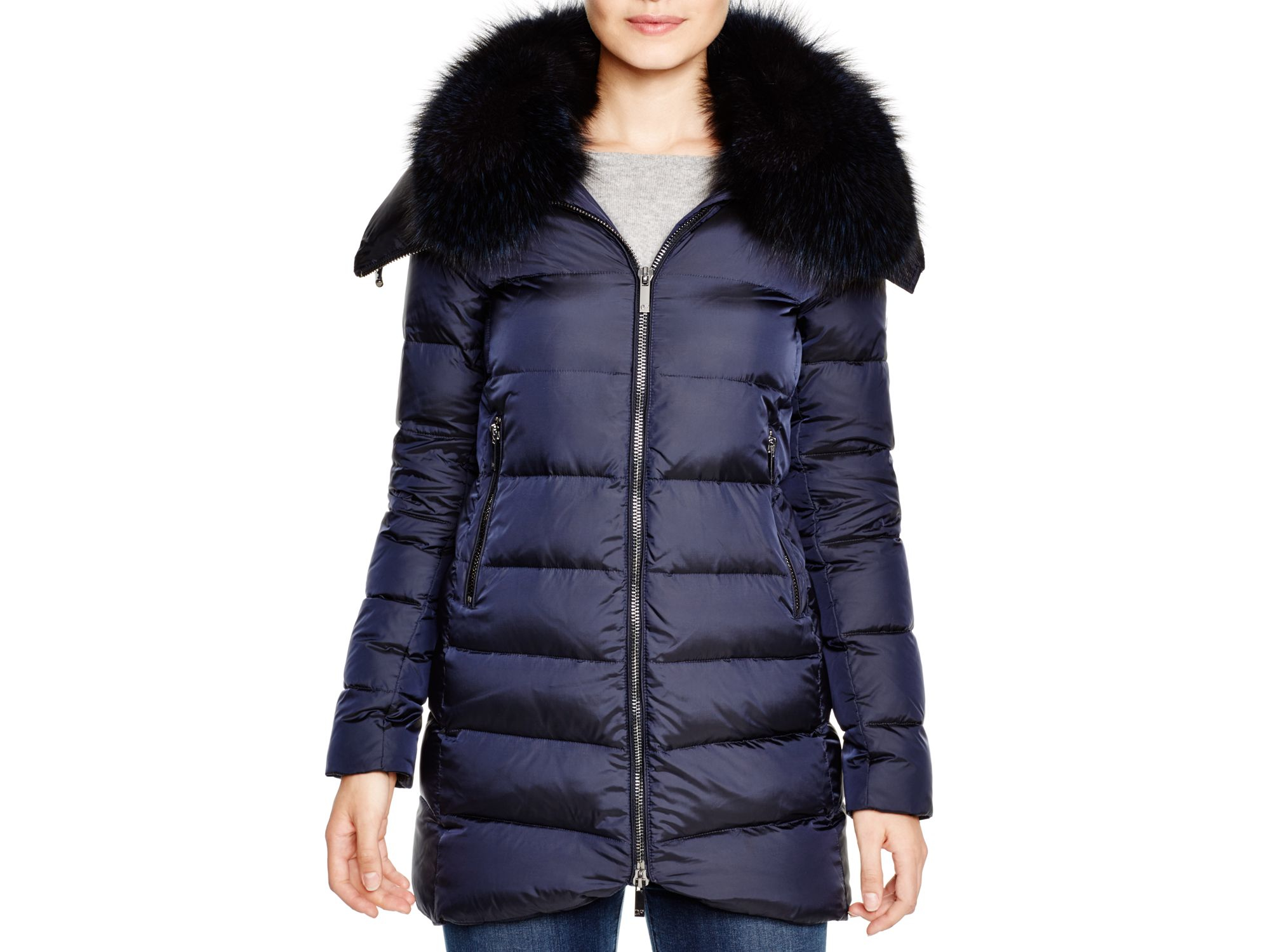 Lyst - Diane Von Furstenberg Andrea Fur Trim Puffer Coat in Blue