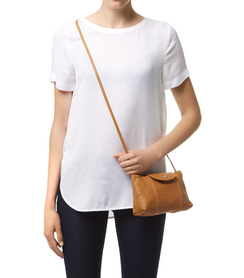 Longchamp Le Pliage Cuir Cross Body Bag In Natural Lyst Gallery Previously Sold At Harrods Women S Longchamp Le Pliage