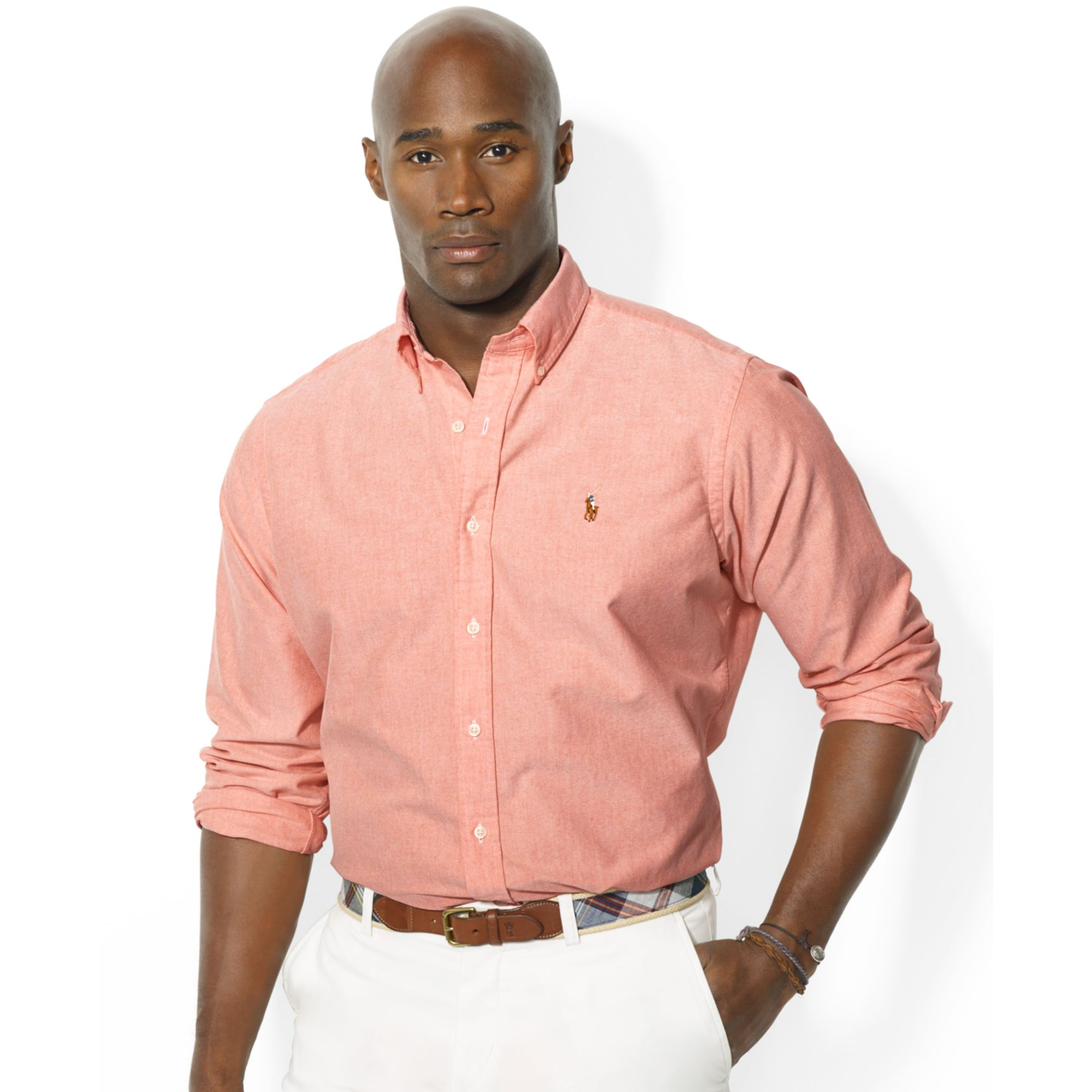 Polo Ralph Lauren Polo Big and Tall Solid Oxford Shirt in Orange for ...