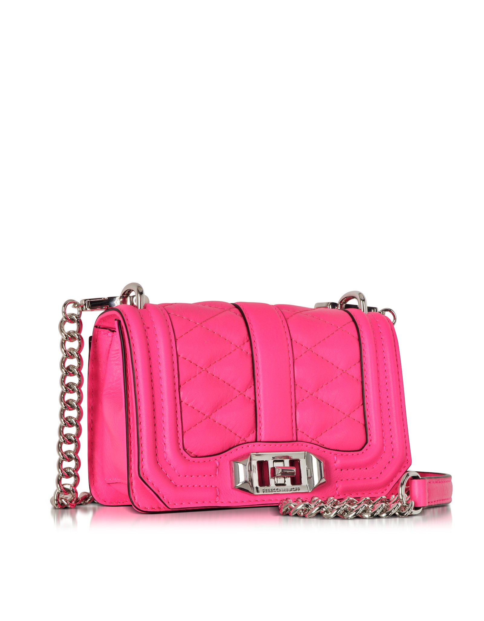 Lyst - Rebecca Minkoff Electric Pink Leather Mini Love Crossbody Bag in Pink