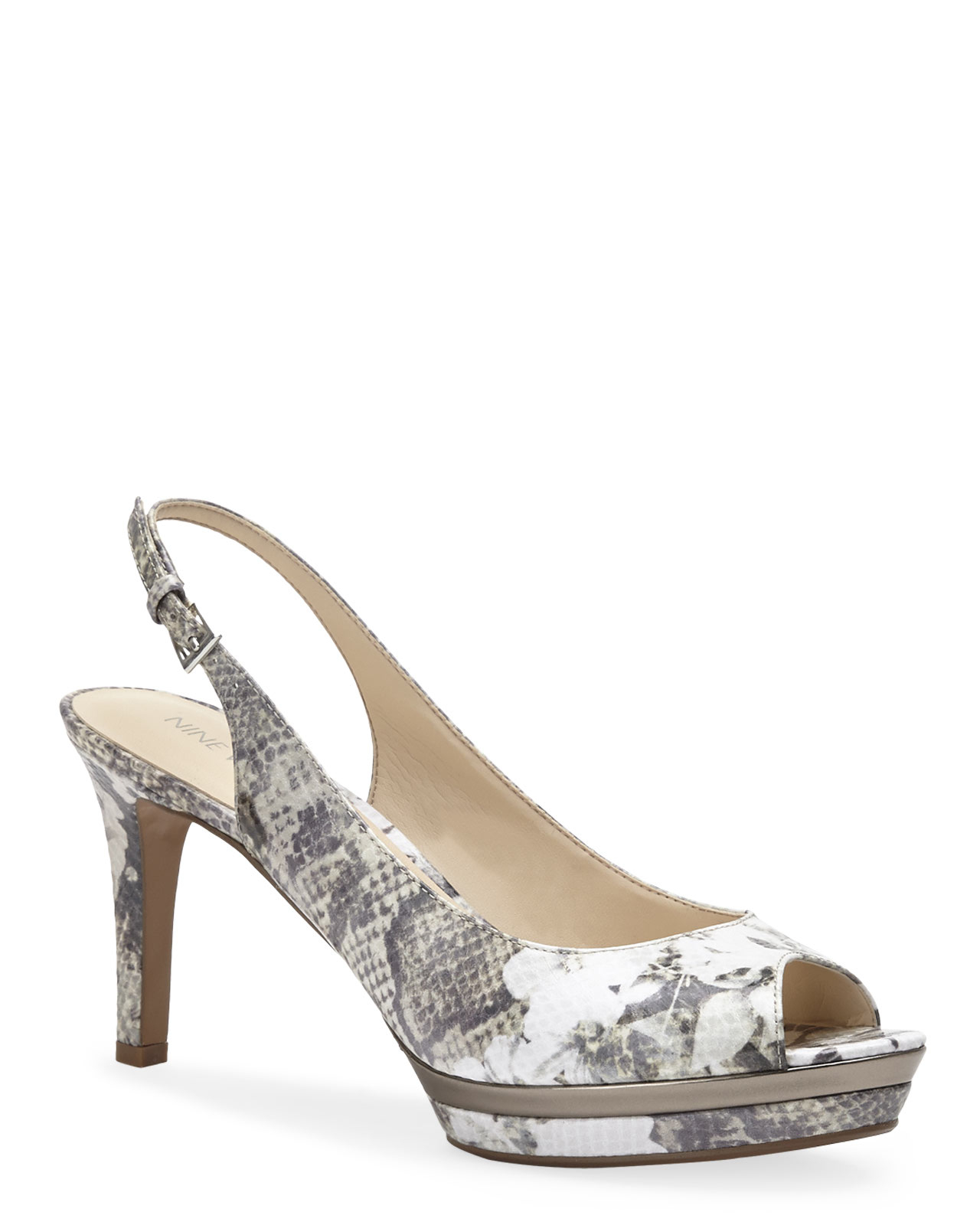 Nine west Grey & White Able Slingback Pumps in Gray | Lyst