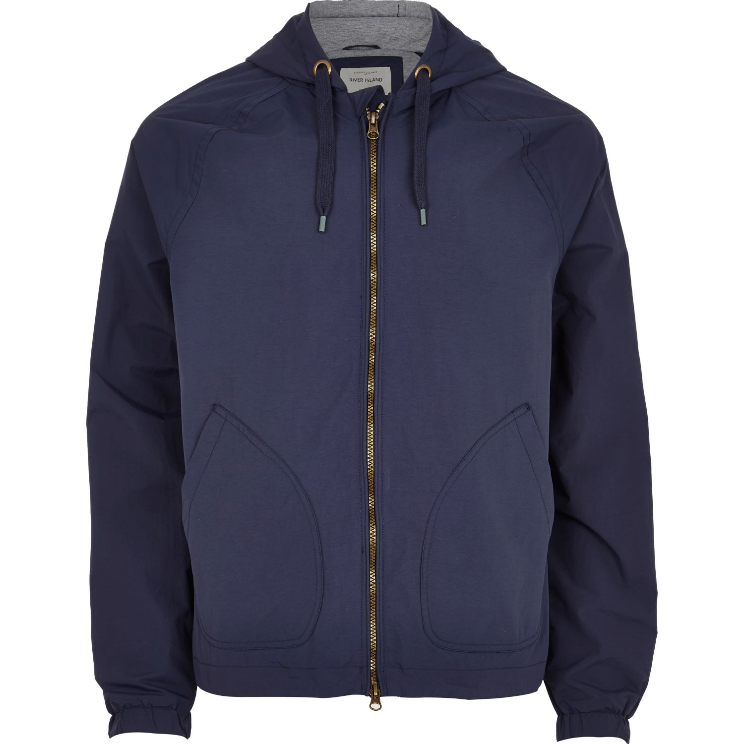 River Island Navy Blue Hooded Bomber Jacket in Blue for Men (navy) | Lyst