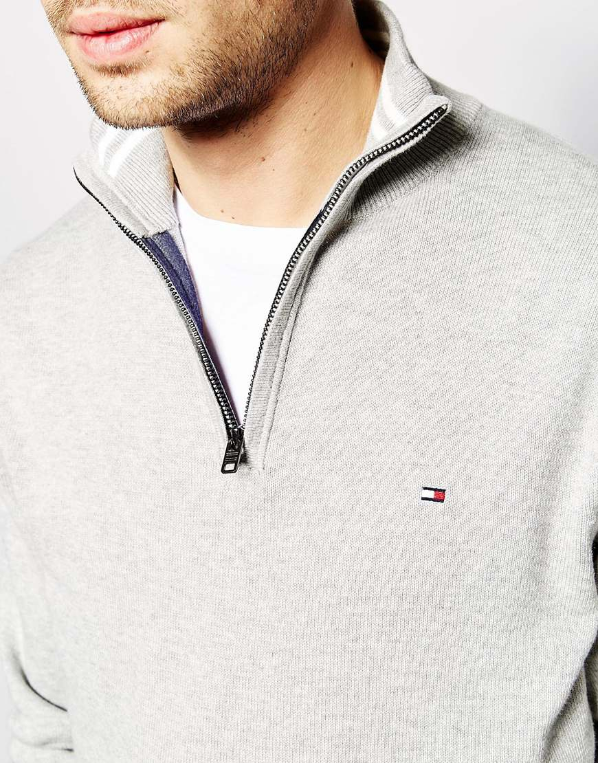 Lyst - Tommy hilfiger Sweater With Half Zip in Gray for Men