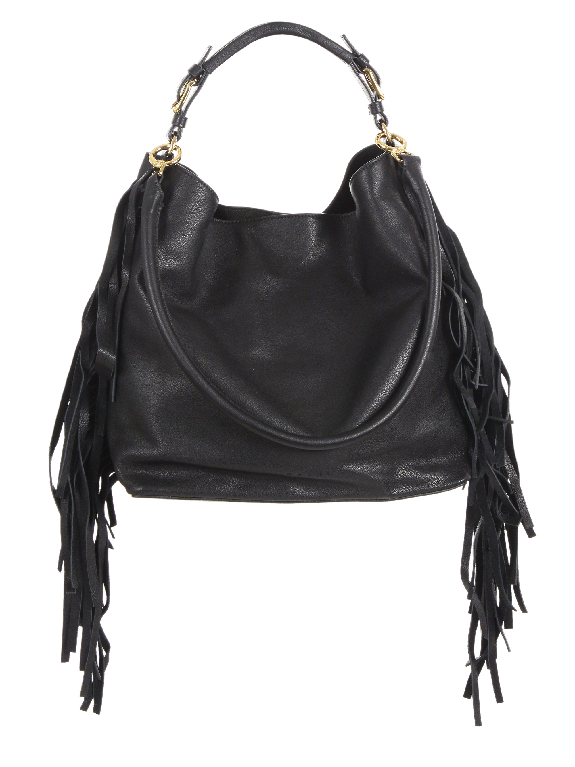 Marni Side-Fringed Hobo Bag in Black (COAL) | Lyst