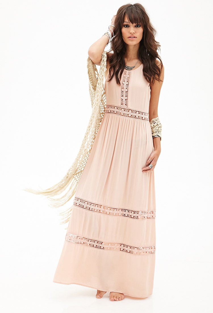 Forever 21 Crocheted Maxi Dress in Pink (Blush) | Lyst