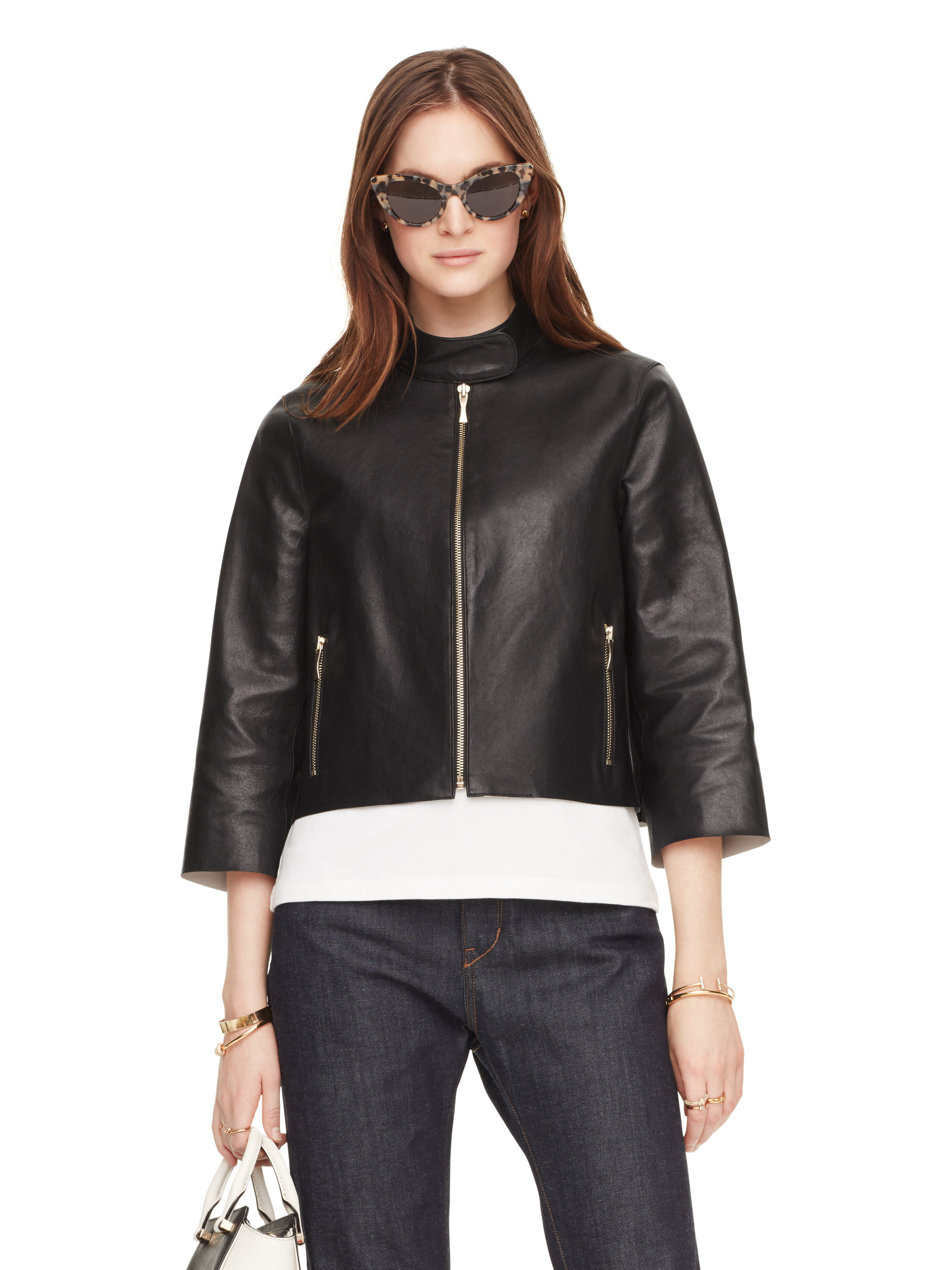 Kate Spade Salma Leather Jacket In Black Lyst Gallery
