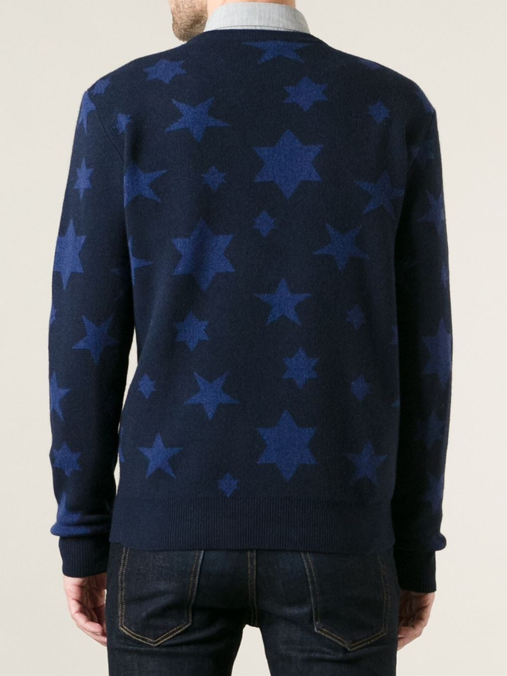 Lyst - Ymc Star Pattern Sweater in Blue for Men