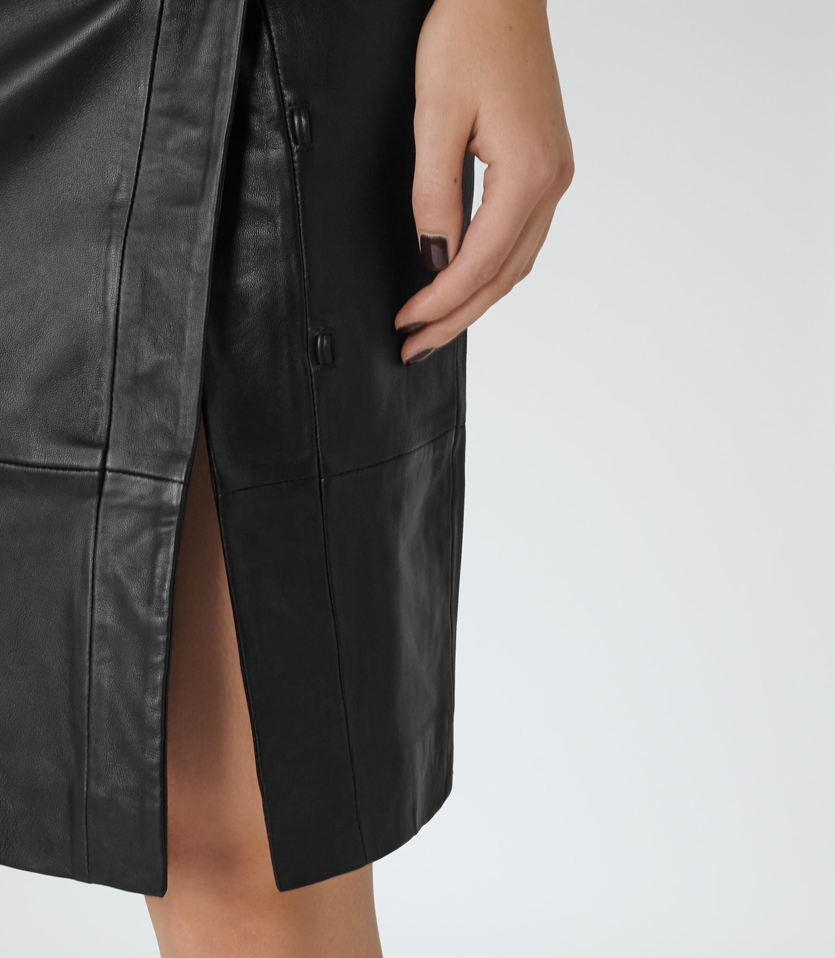 Reiss Esme Leather Wrap Skirt in Black | Lyst