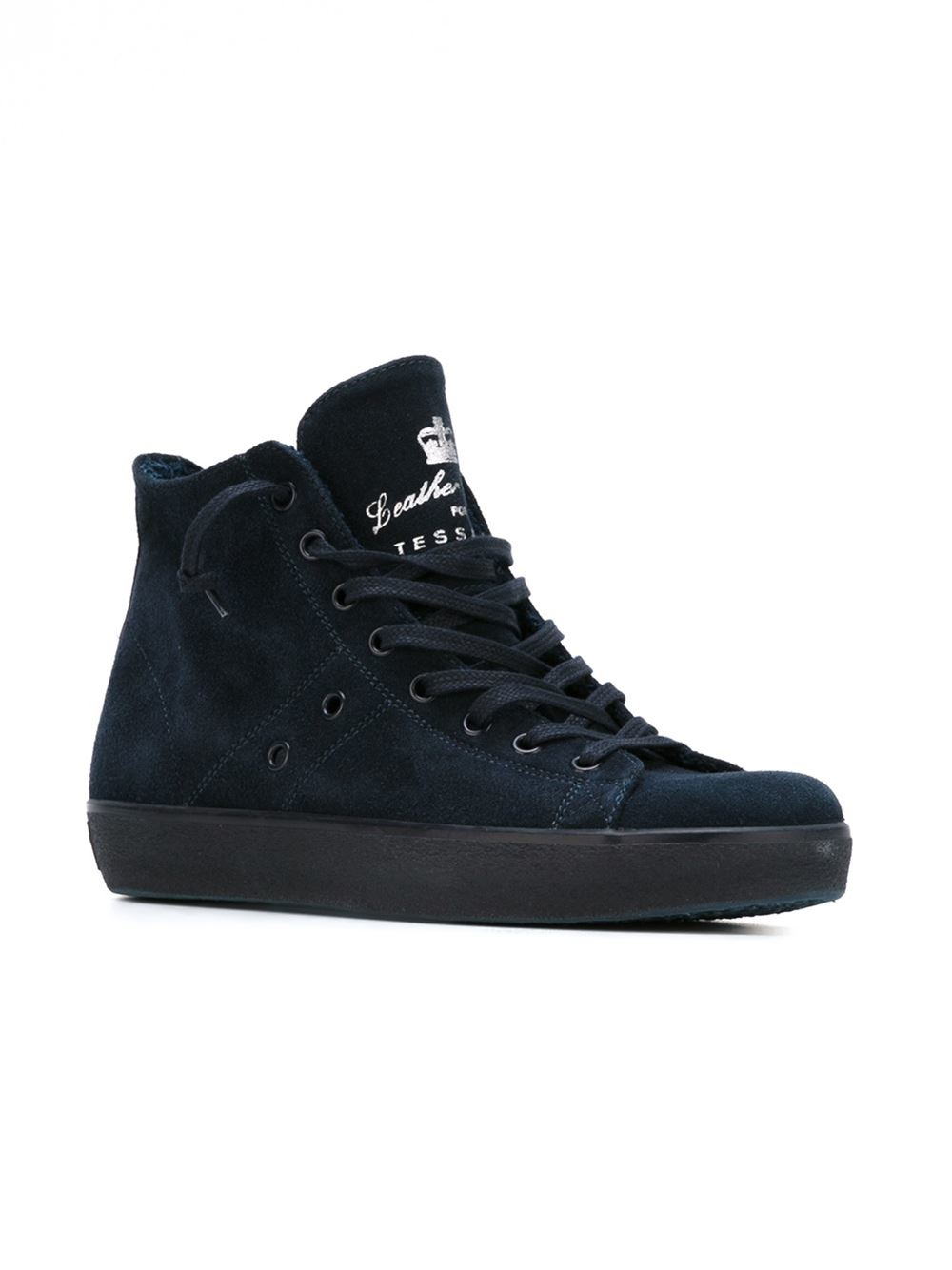 hi top sneakers leather crown classic hi top sneakers in blue lyst hi top sneakers leather crown classic hi top sneakers in blue lyst
