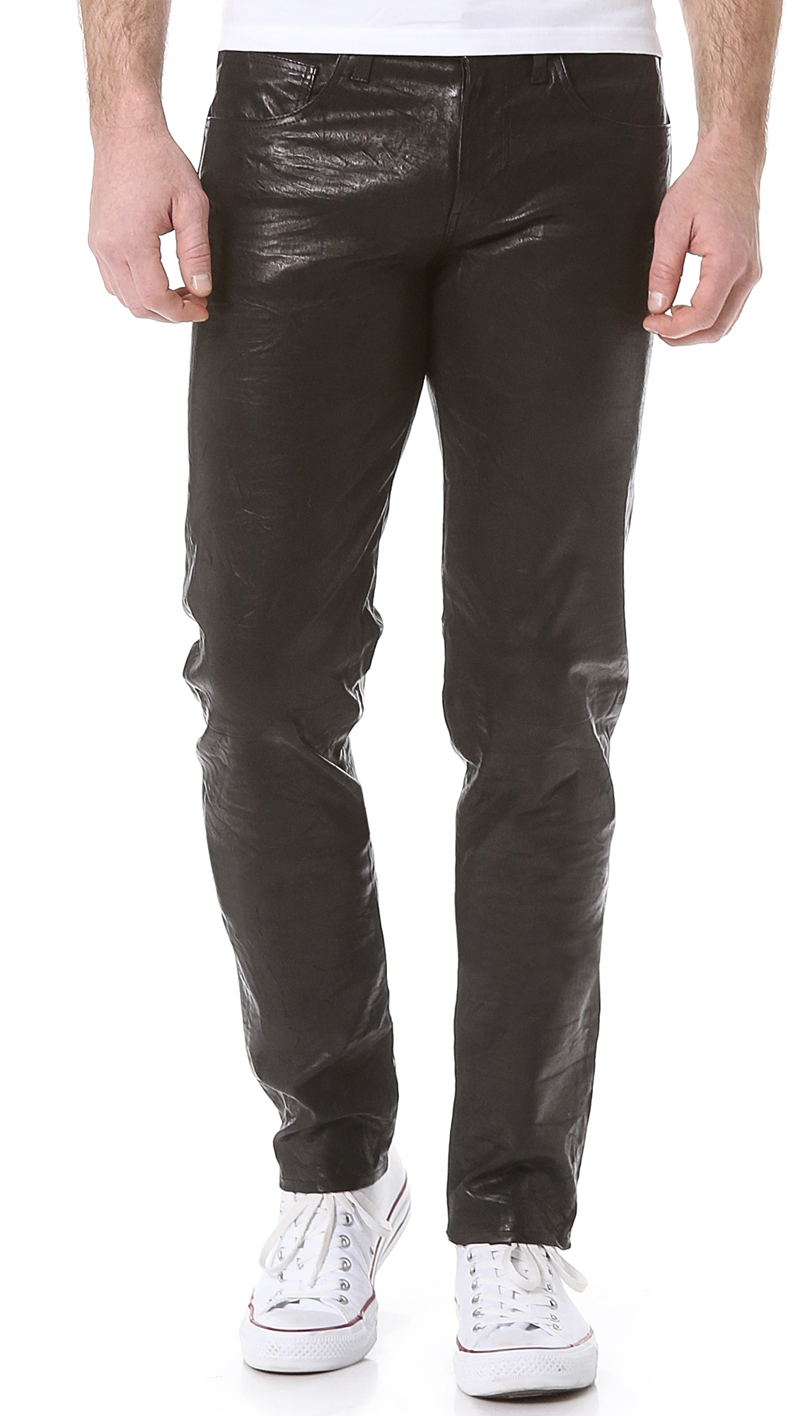 J brand Tyler Leather Jeans in Black for Men | Lyst