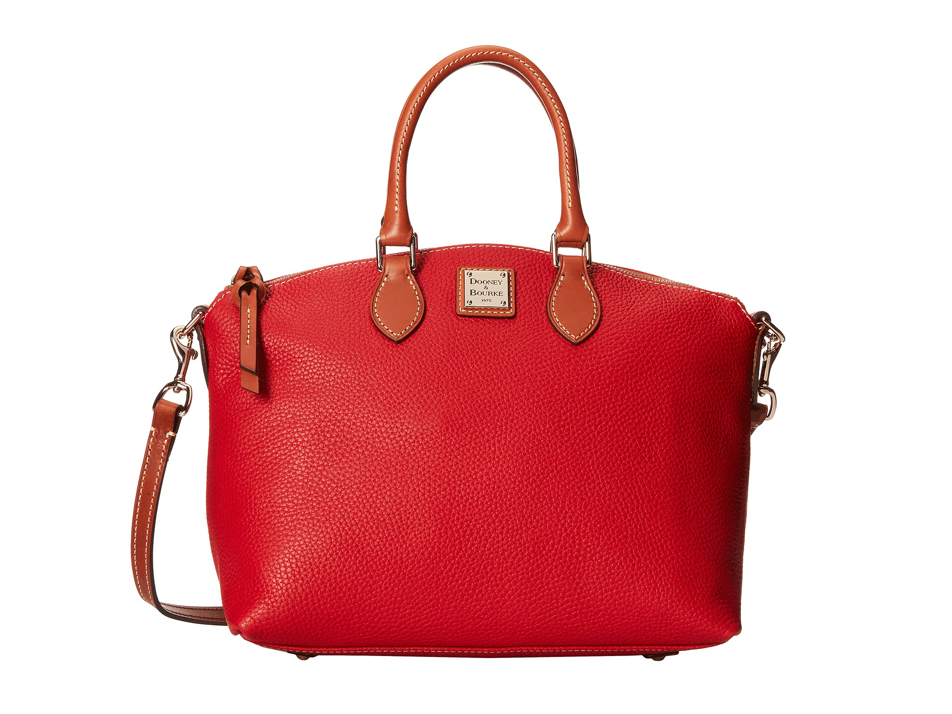 Dooney & bourke Pebble Leather Domed Satchel in Red | Lyst