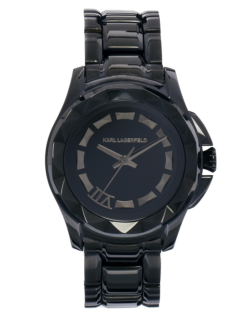 Lyst - Karl Lagerfeld Round Stainless Steel Watch in Black