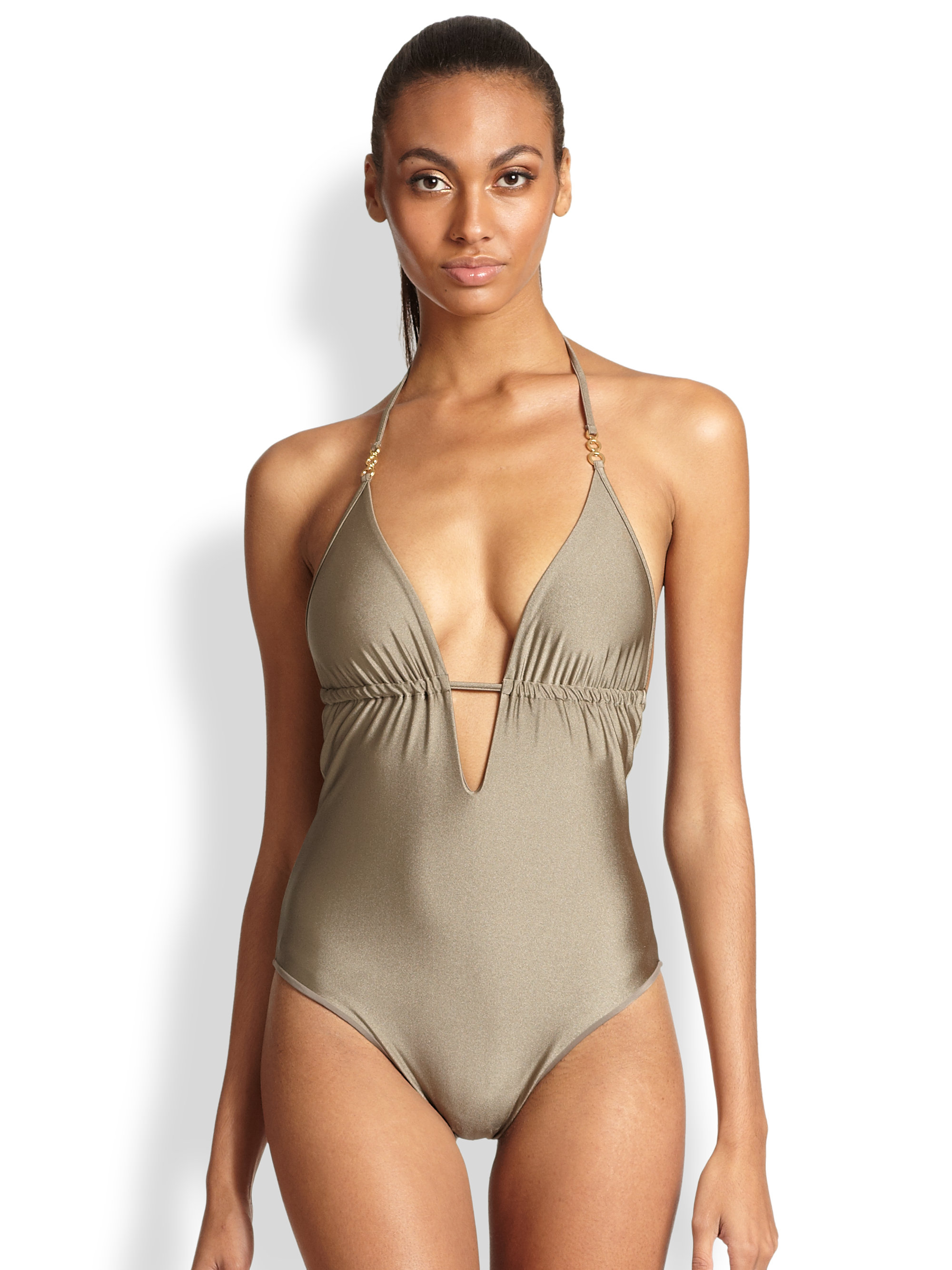 Lyst Elizabeth Hurley Beach One Piece Laura Swimsuit In Metallic