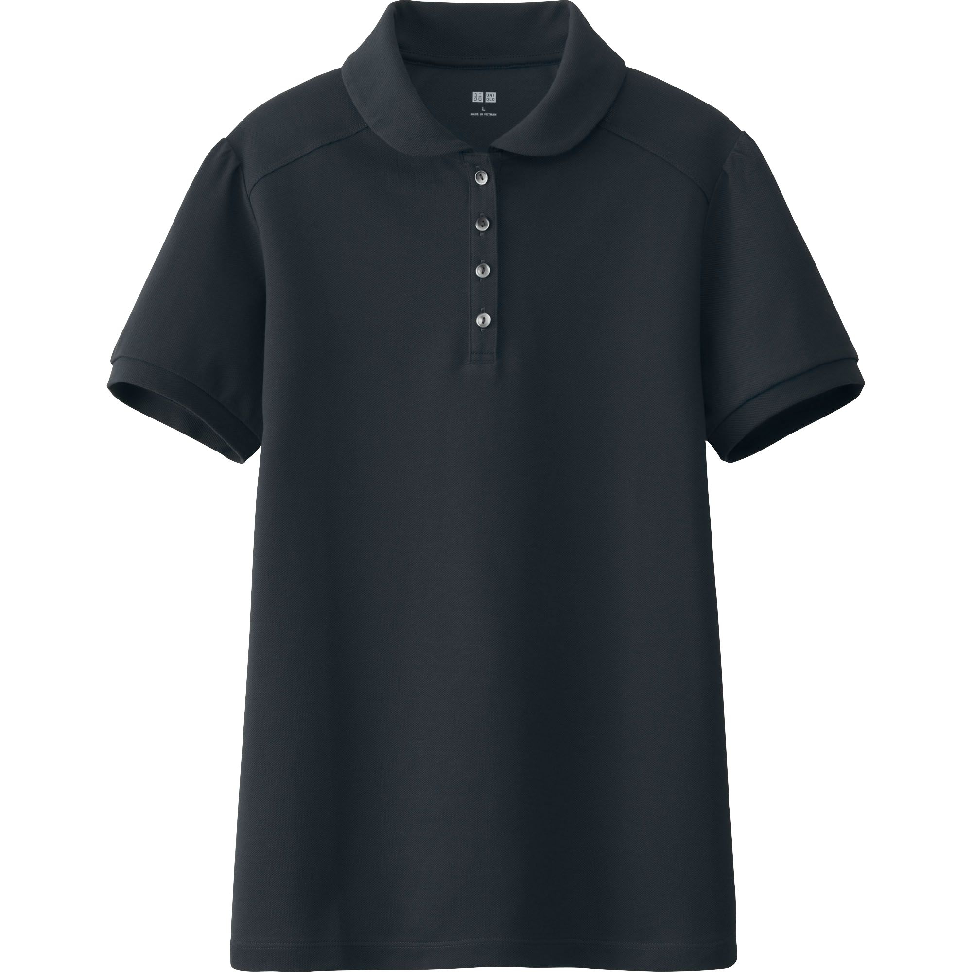 Uniqlo Women Short Sleeve Round Collar Polo Shirt in Black | Lyst